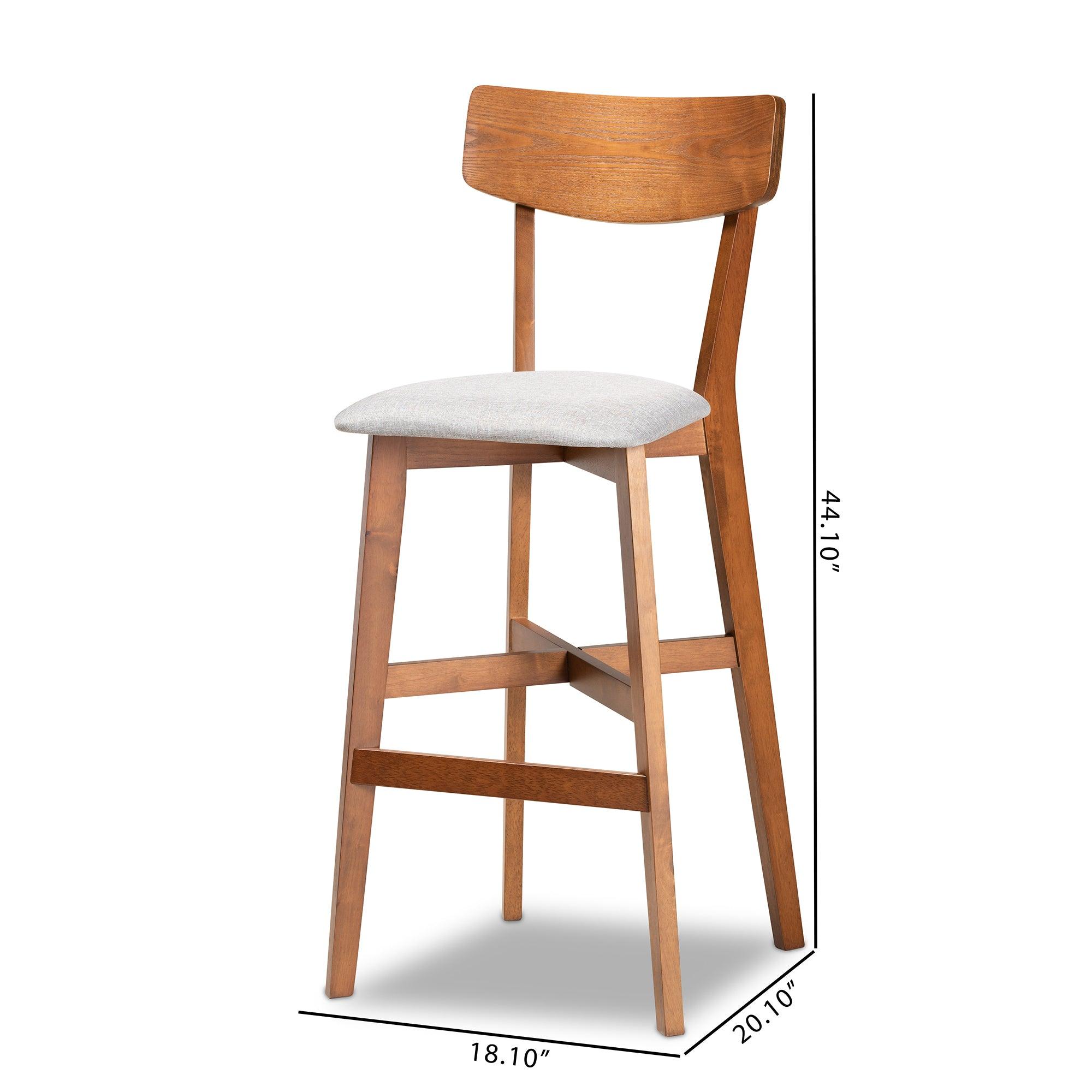 Cameron Modern and Contemporary Transitional Fabric Upholstered and Finished Wood 2-Piece Bar Stool Set