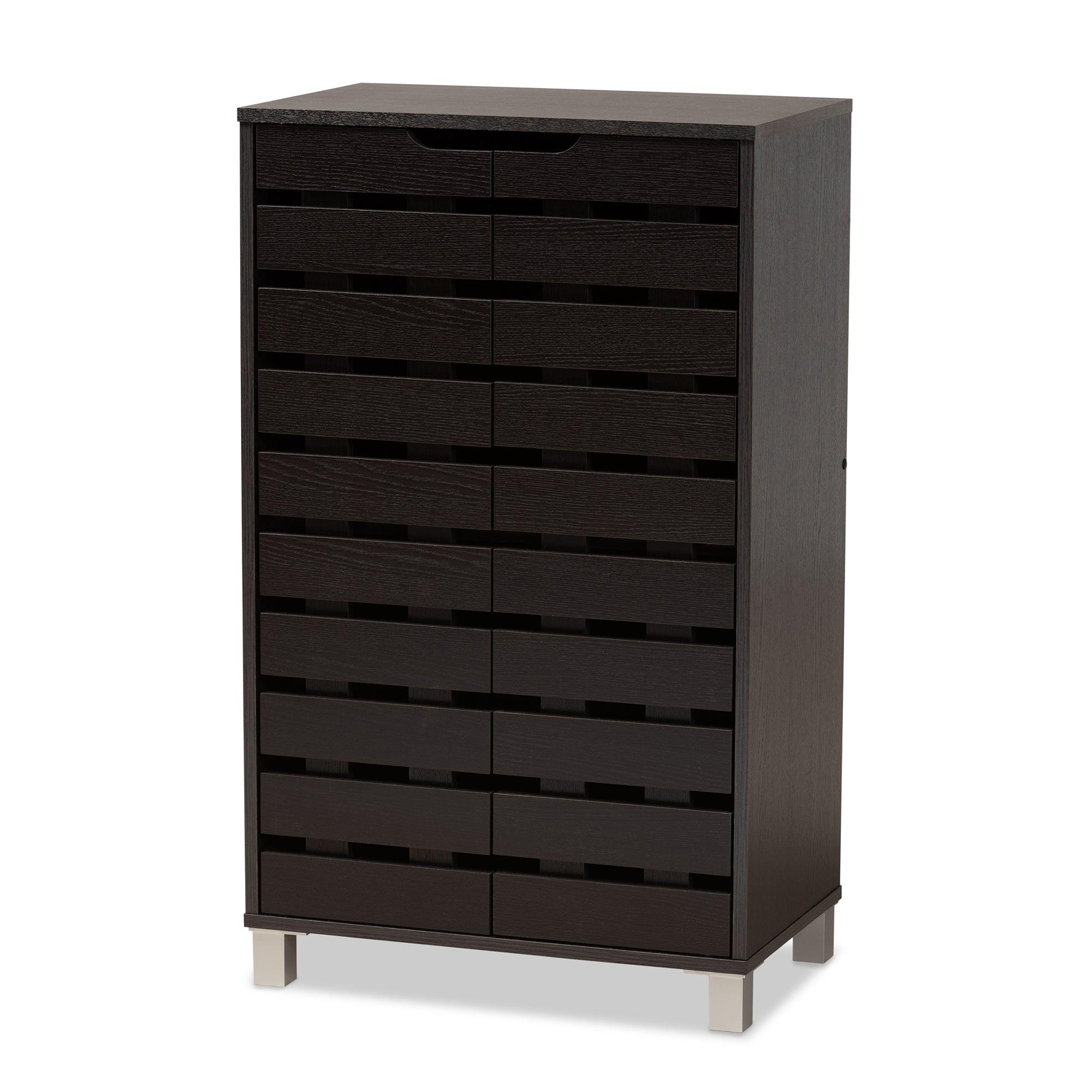 Ernest Modern and Contemporary Finished Wood 2-Door Shoe Storage Cabinet