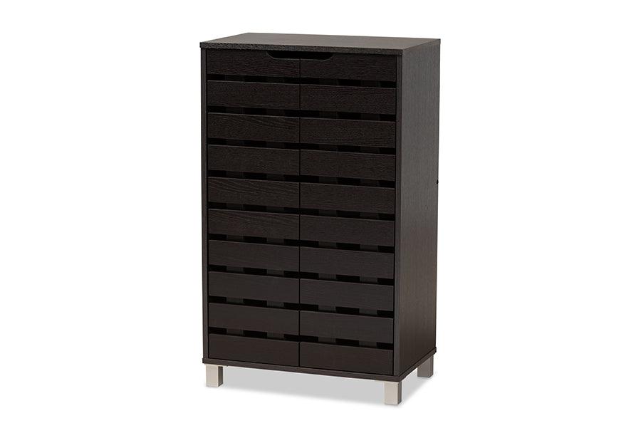 Ernest Modern and Contemporary Finished Wood 2-Door Shoe Storage Cabinet