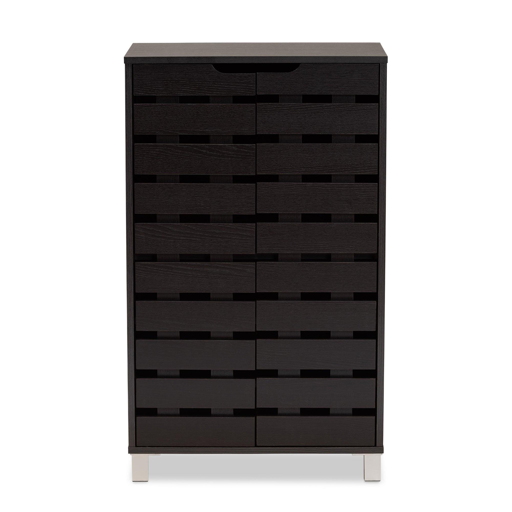 Ernest Modern and Contemporary Finished Wood 2-Door Shoe Storage Cabinet