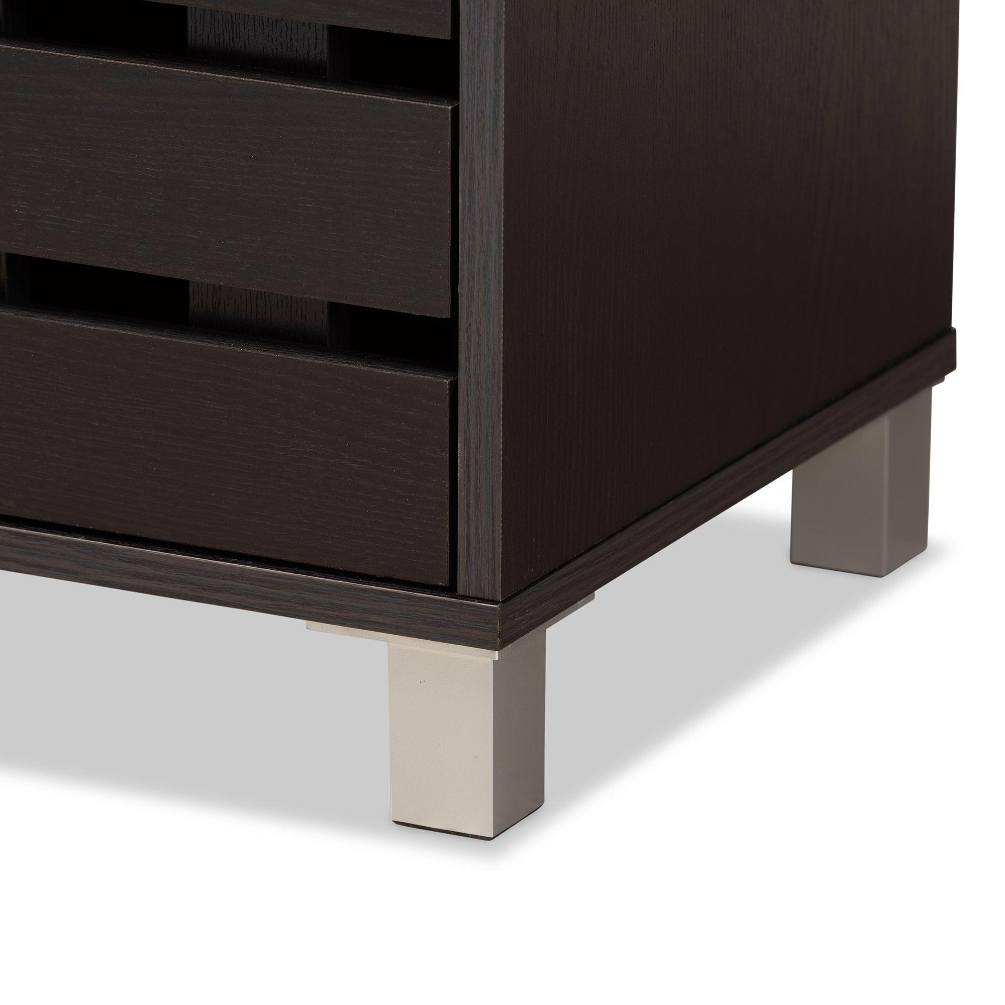 Ernest Modern and Contemporary Finished Wood 2-Door Shoe Storage Cabinet