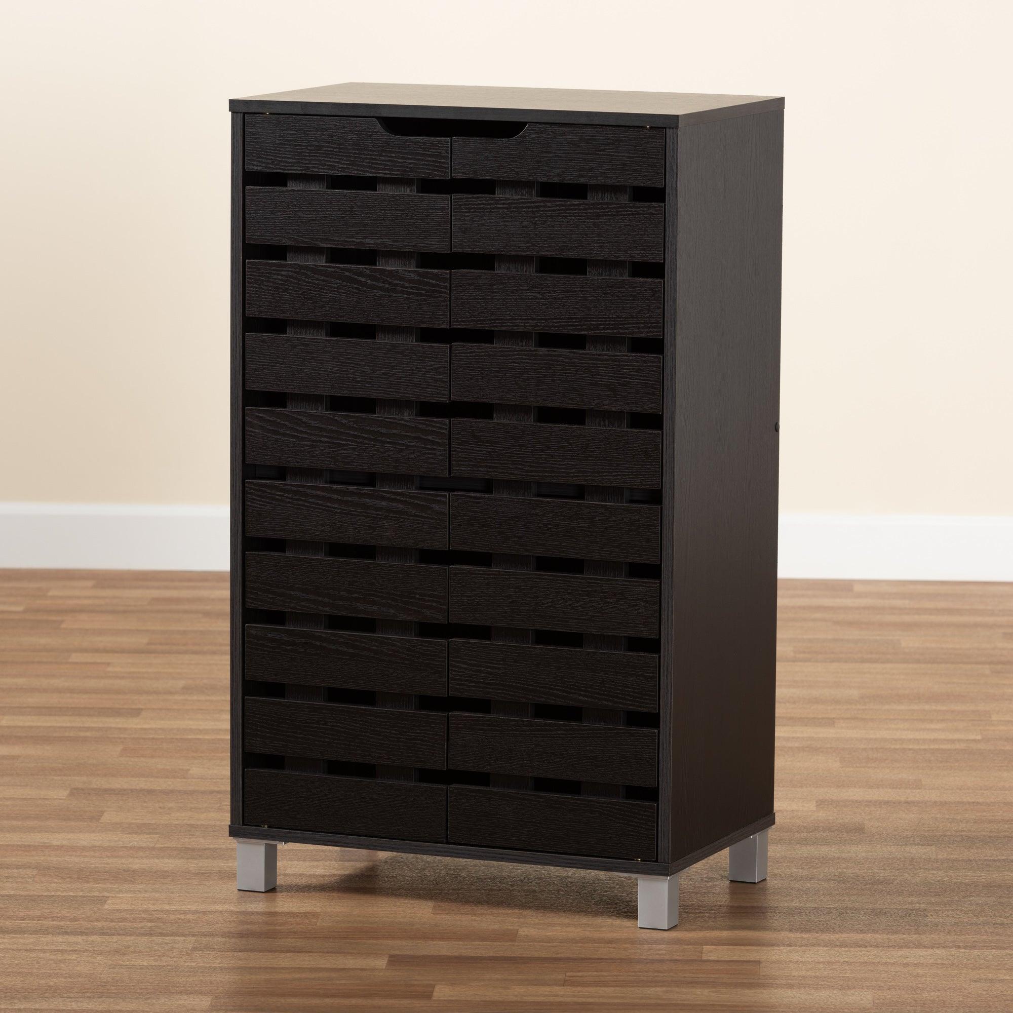 Ernest Modern and Contemporary Finished Wood 2-Door Shoe Storage Cabinet