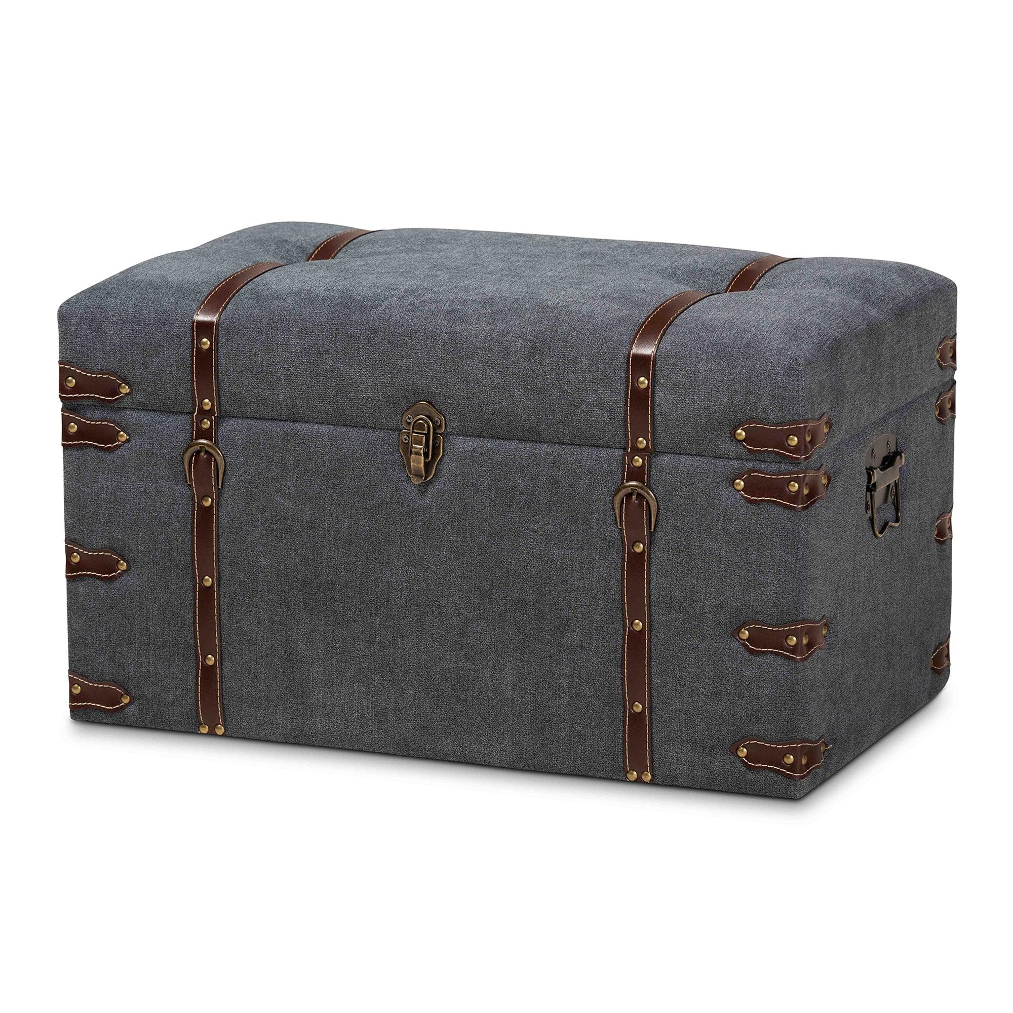 Palma Modern and Contemporary Transitional Fabric Upholstered Storage Trunk Ottoman