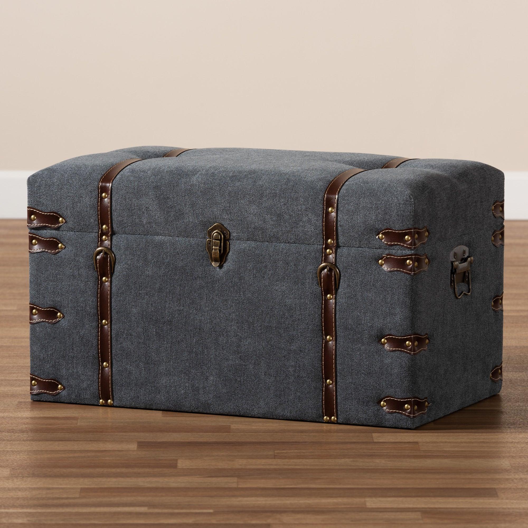 Palma Modern and Contemporary Transitional Fabric Upholstered Storage Trunk Ottoman