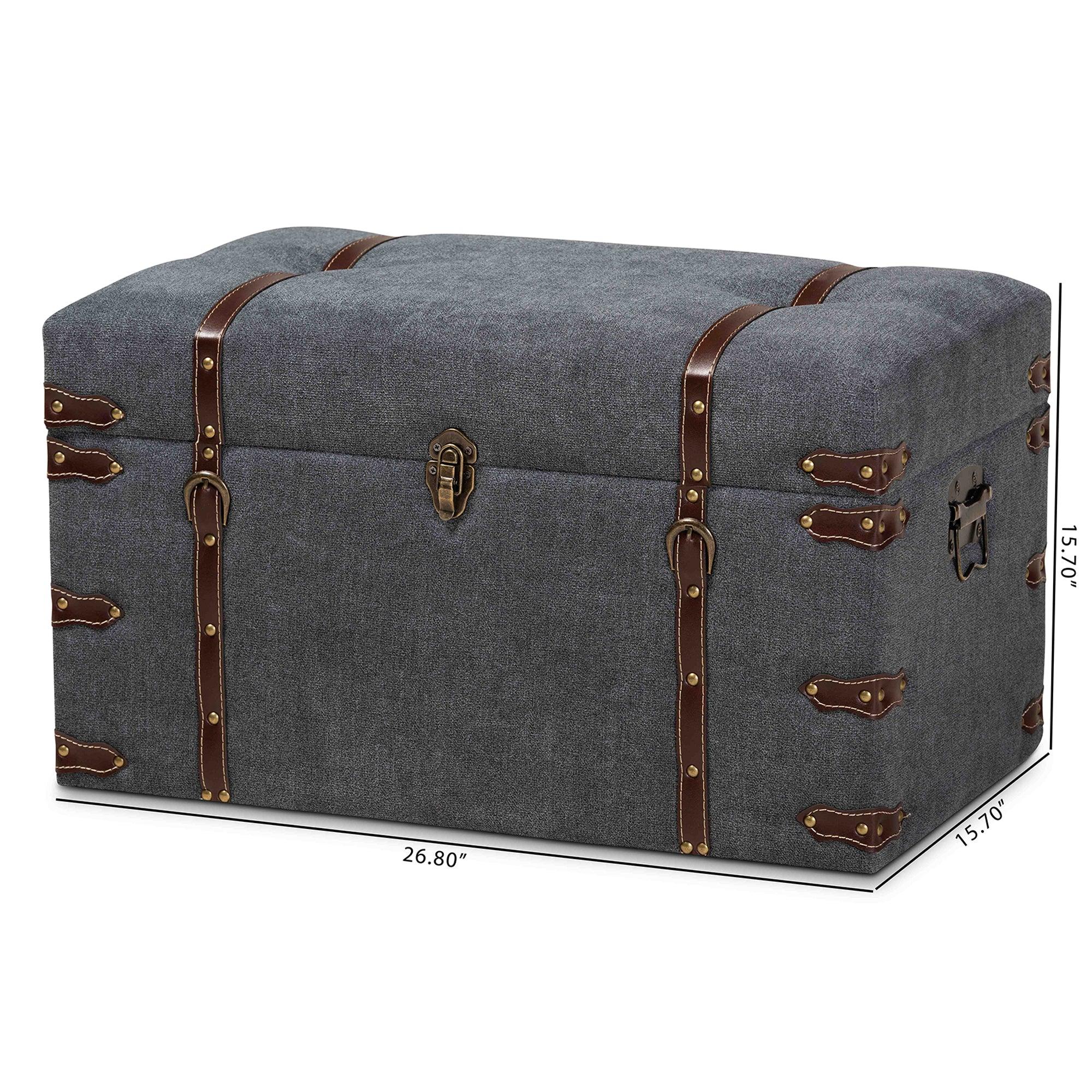 Palma Modern and Contemporary Transitional Fabric Upholstered Storage Trunk Ottoman