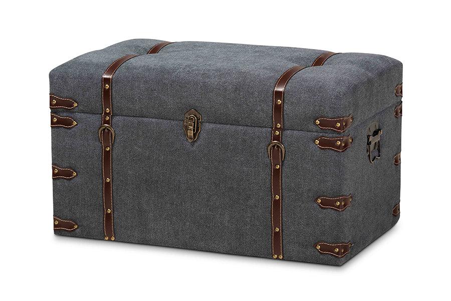 Palma Modern and Contemporary Transitional Fabric Upholstered Storage Trunk Ottoman