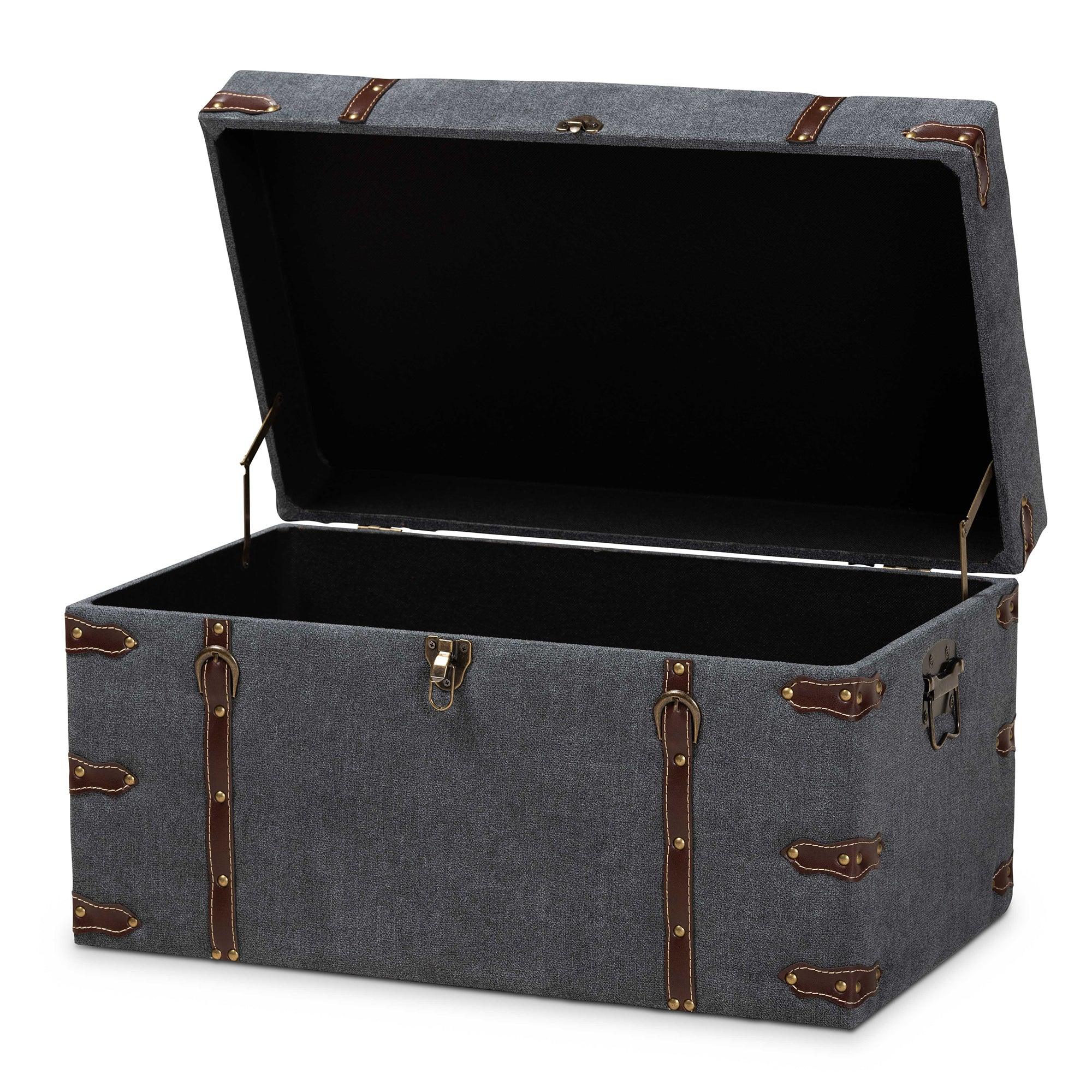 Palma Modern and Contemporary Transitional Fabric Upholstered Storage Trunk Ottoman