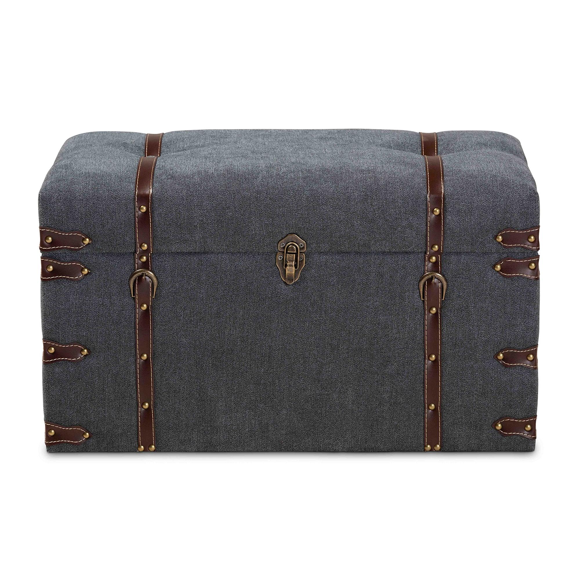 Palma Modern and Contemporary Transitional Fabric Upholstered Storage Trunk Ottoman