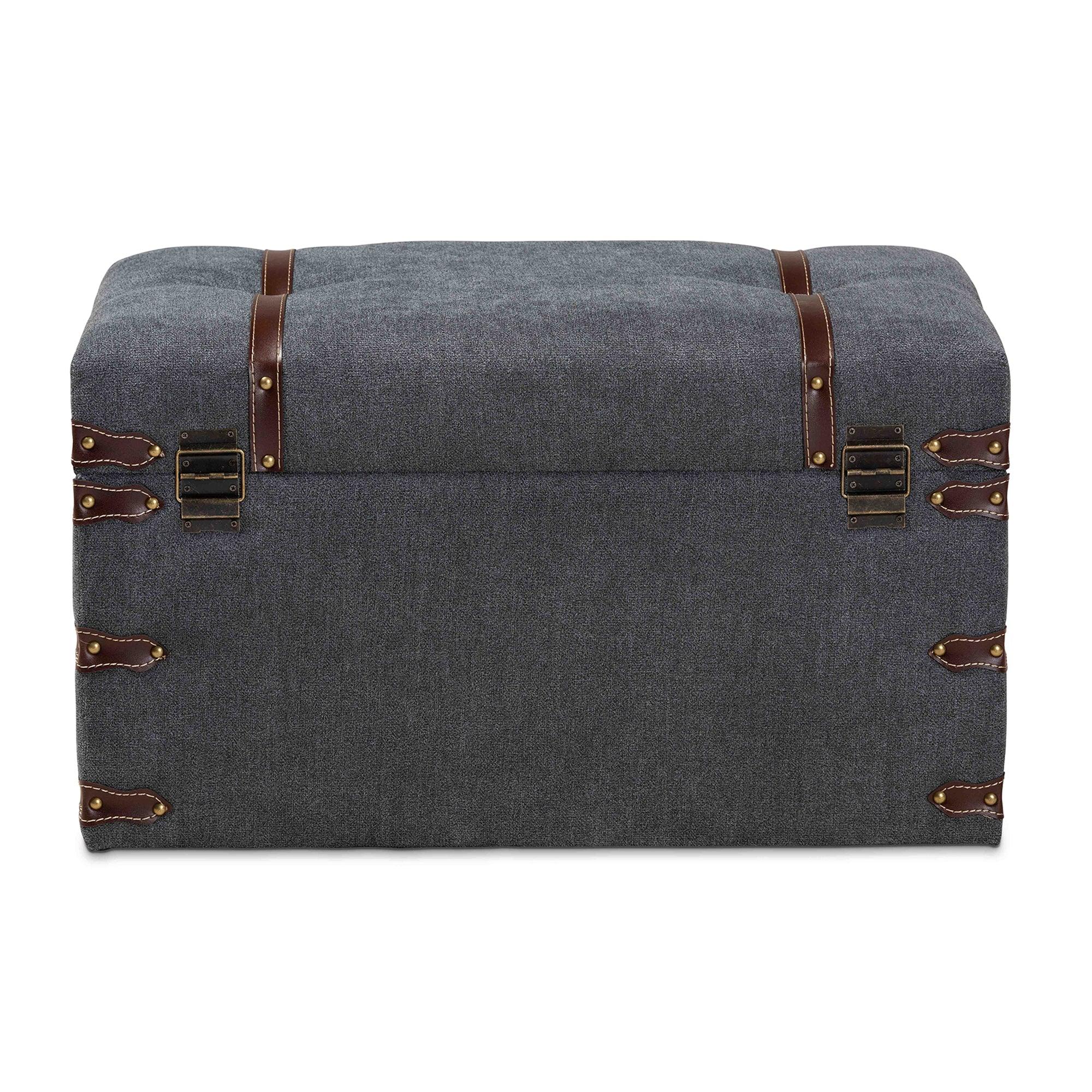 Palma Modern and Contemporary Transitional Fabric Upholstered Storage Trunk Ottoman