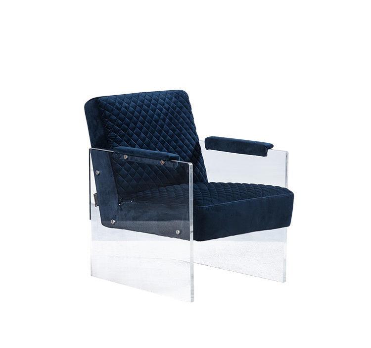 Divani Casa Edmond Modern Velvet Acrylic Lounge Chair