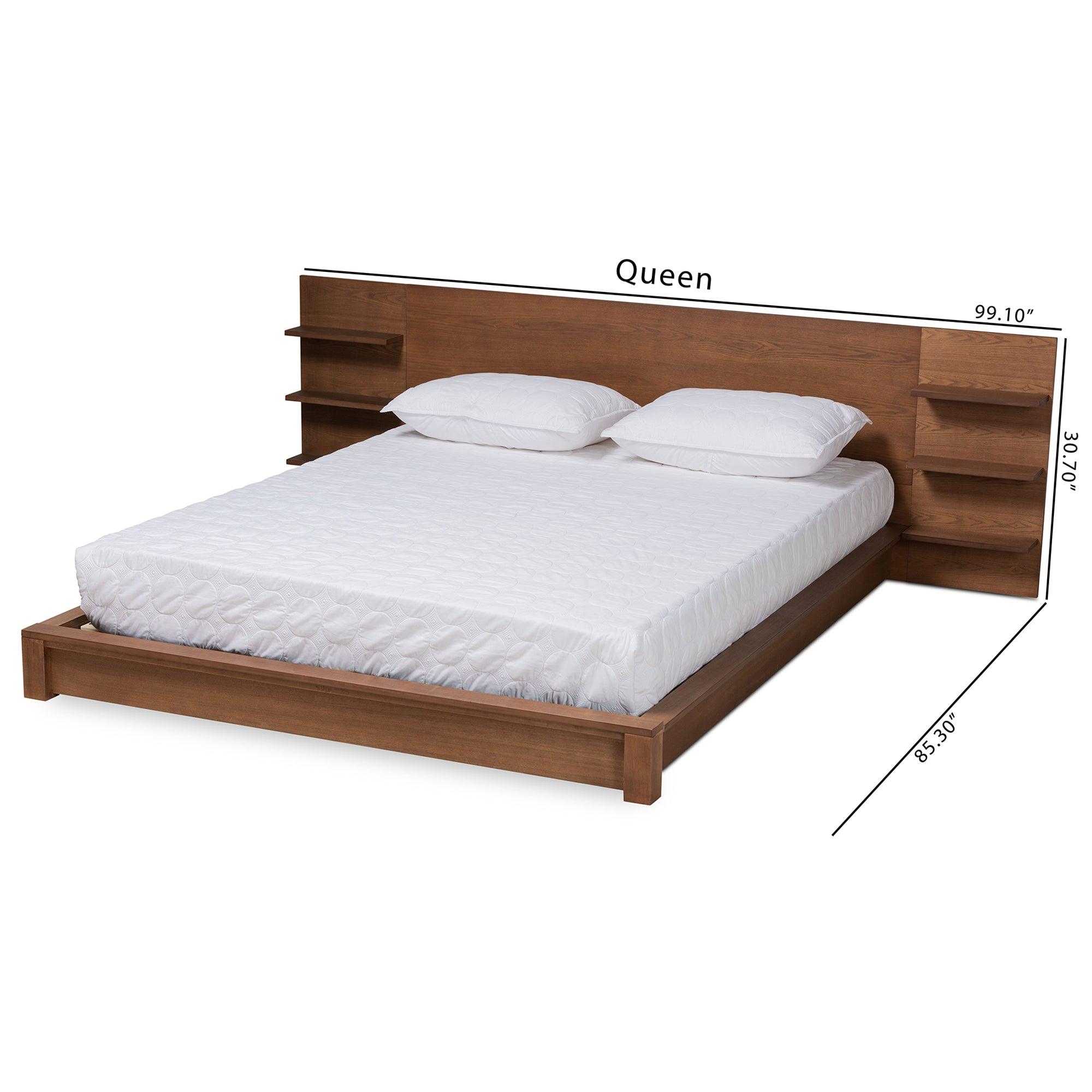 Elina Modern and Contemporary Finished Wood Platform Storage Bed with Shelves