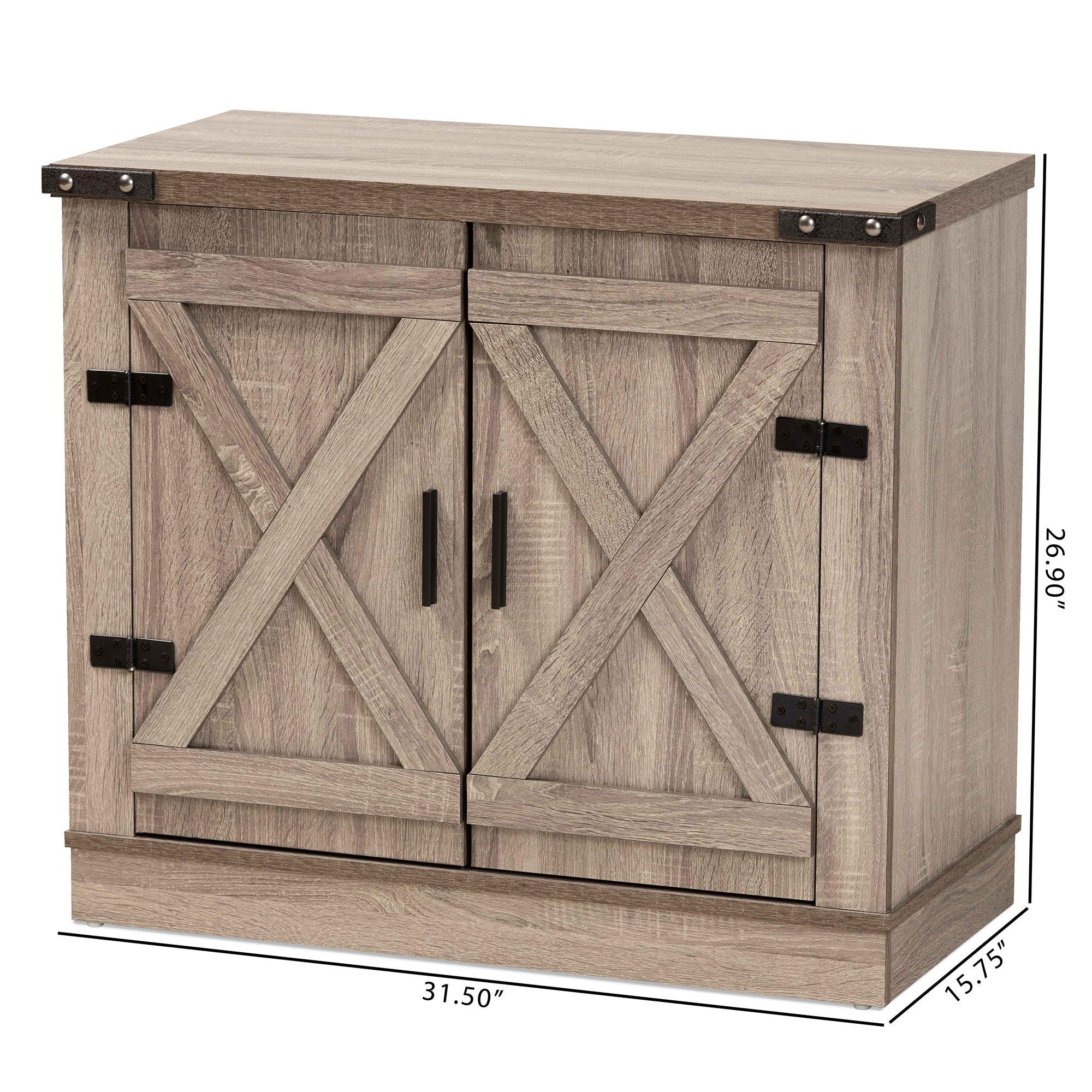 Wayne Modern Contemporary Farmhouse Finished Wood 2-Door Shoe Storage Cabinet