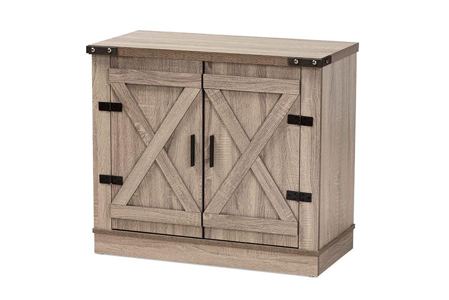 Wayne Modern Contemporary Farmhouse Finished Wood 2-Door Shoe Storage Cabinet