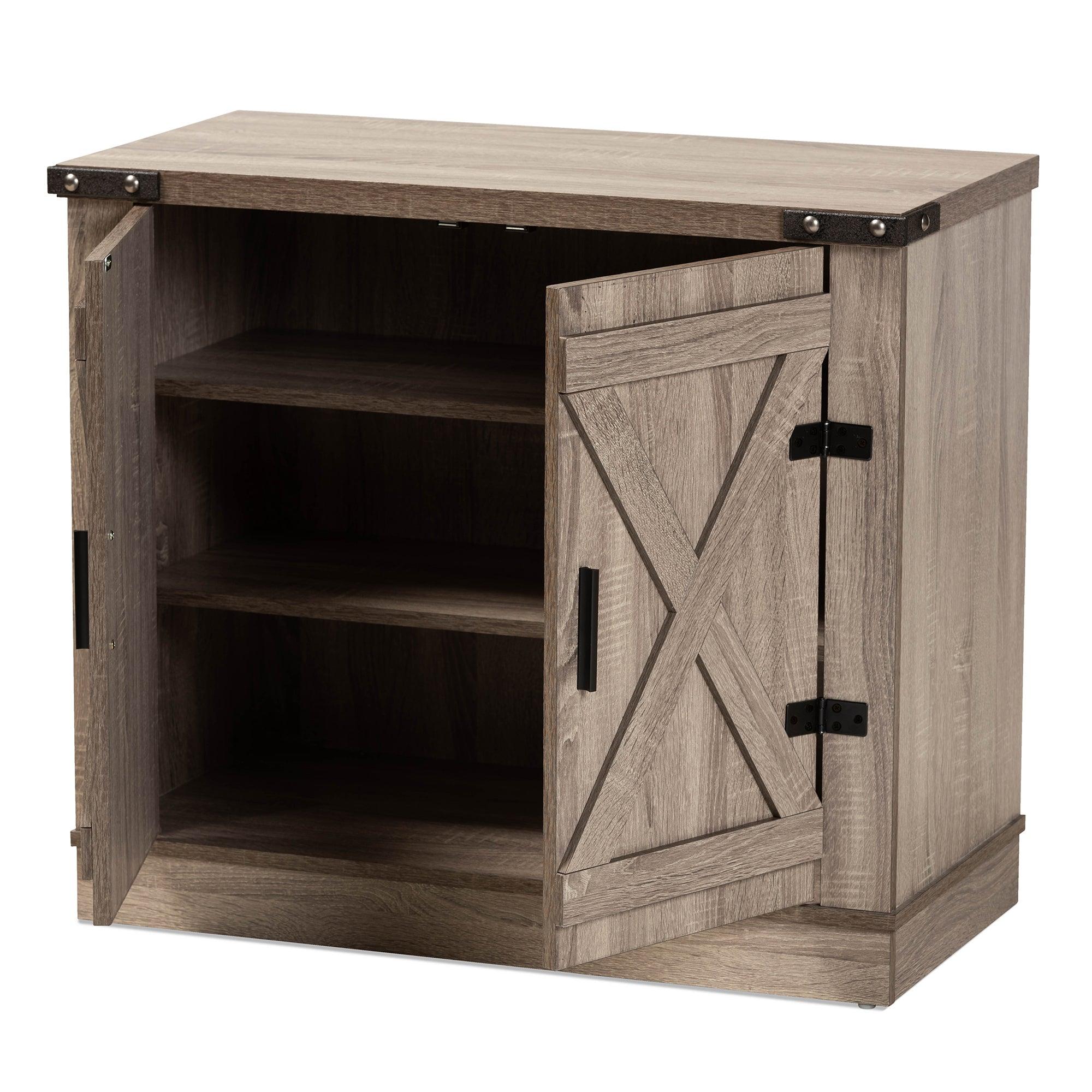 Wayne Modern Contemporary Farmhouse Finished Wood 2-Door Shoe Storage Cabinet