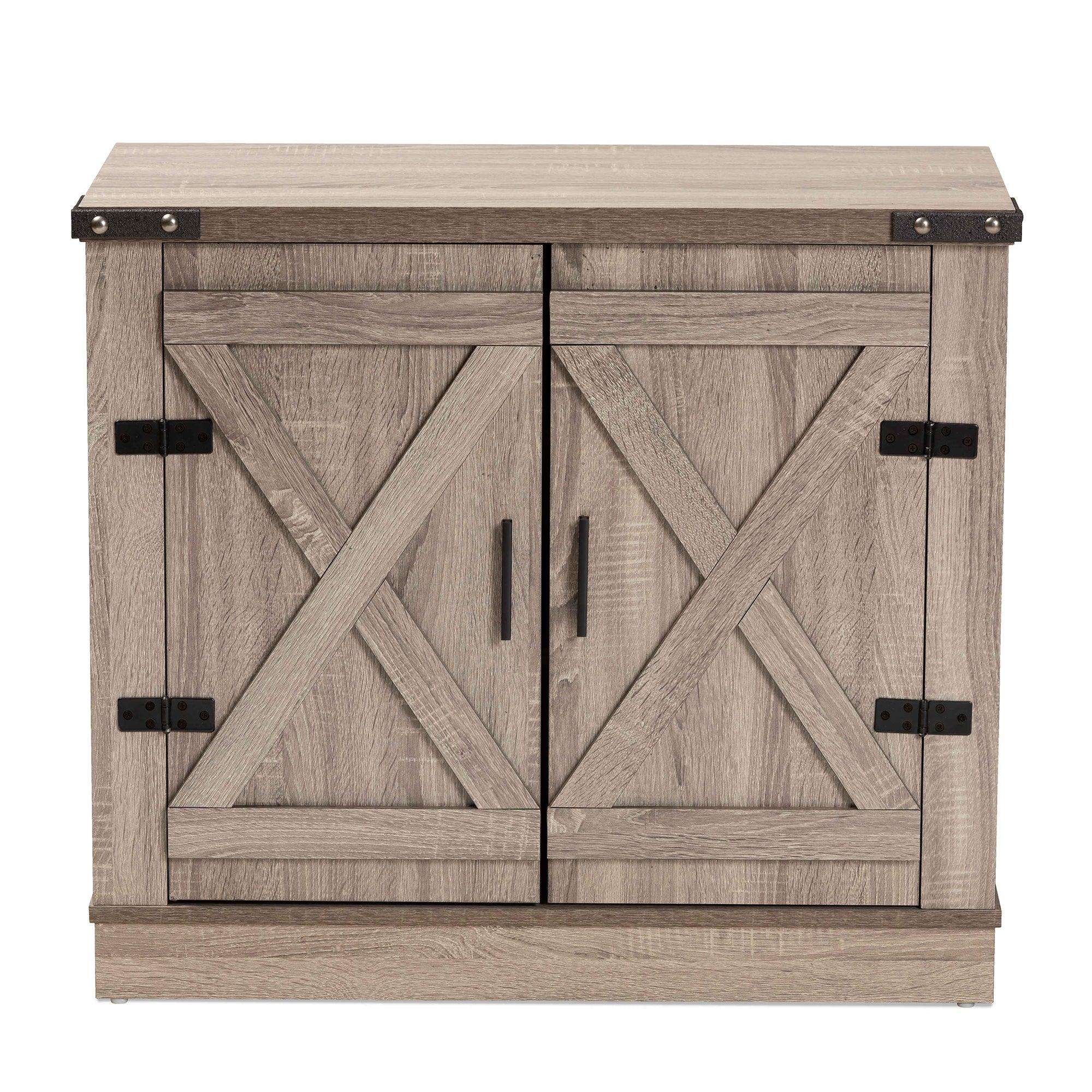 Wayne Modern Contemporary Farmhouse Finished Wood 2-Door Shoe Storage Cabinet