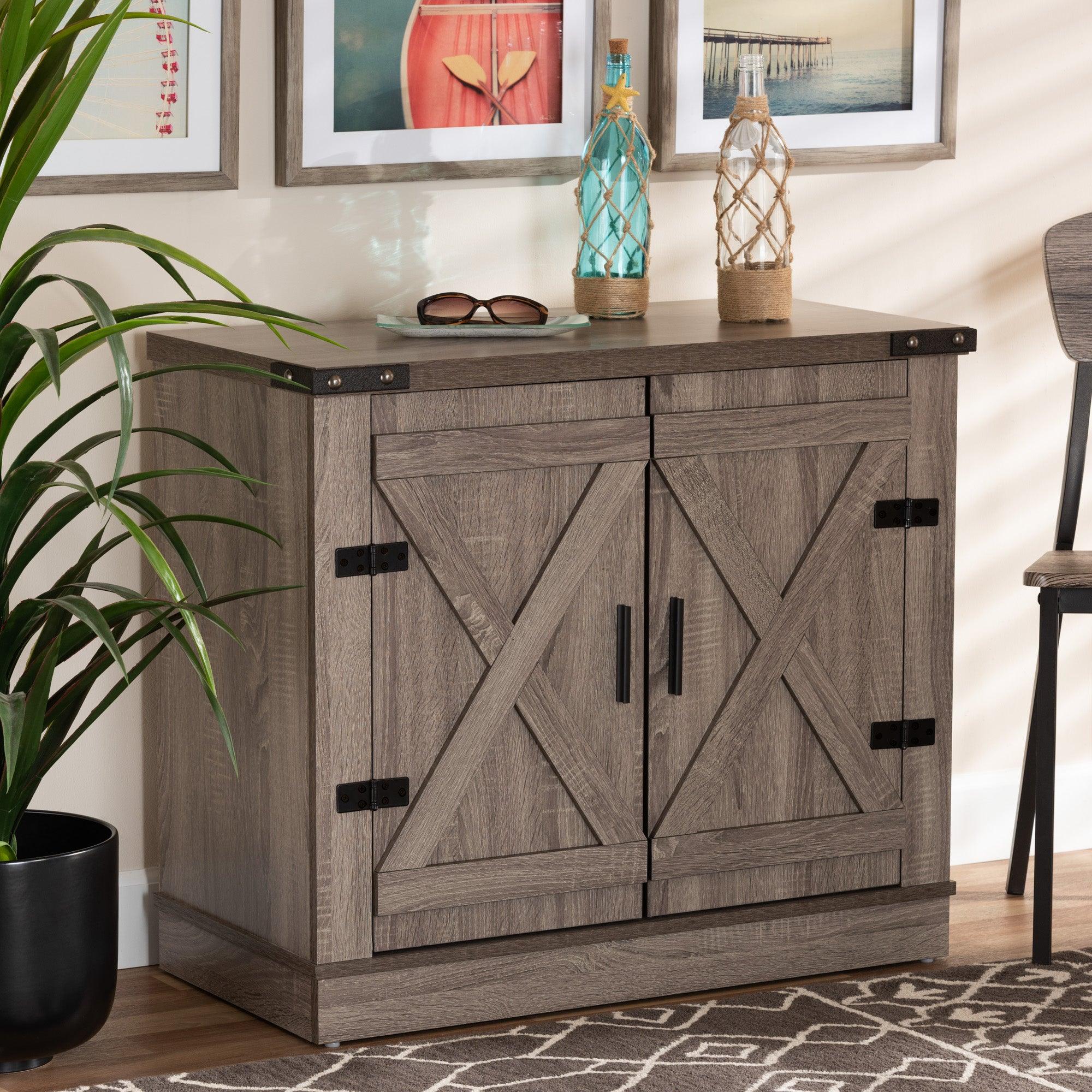 Wayne Modern Contemporary Farmhouse Finished Wood 2-Door Shoe Storage Cabinet