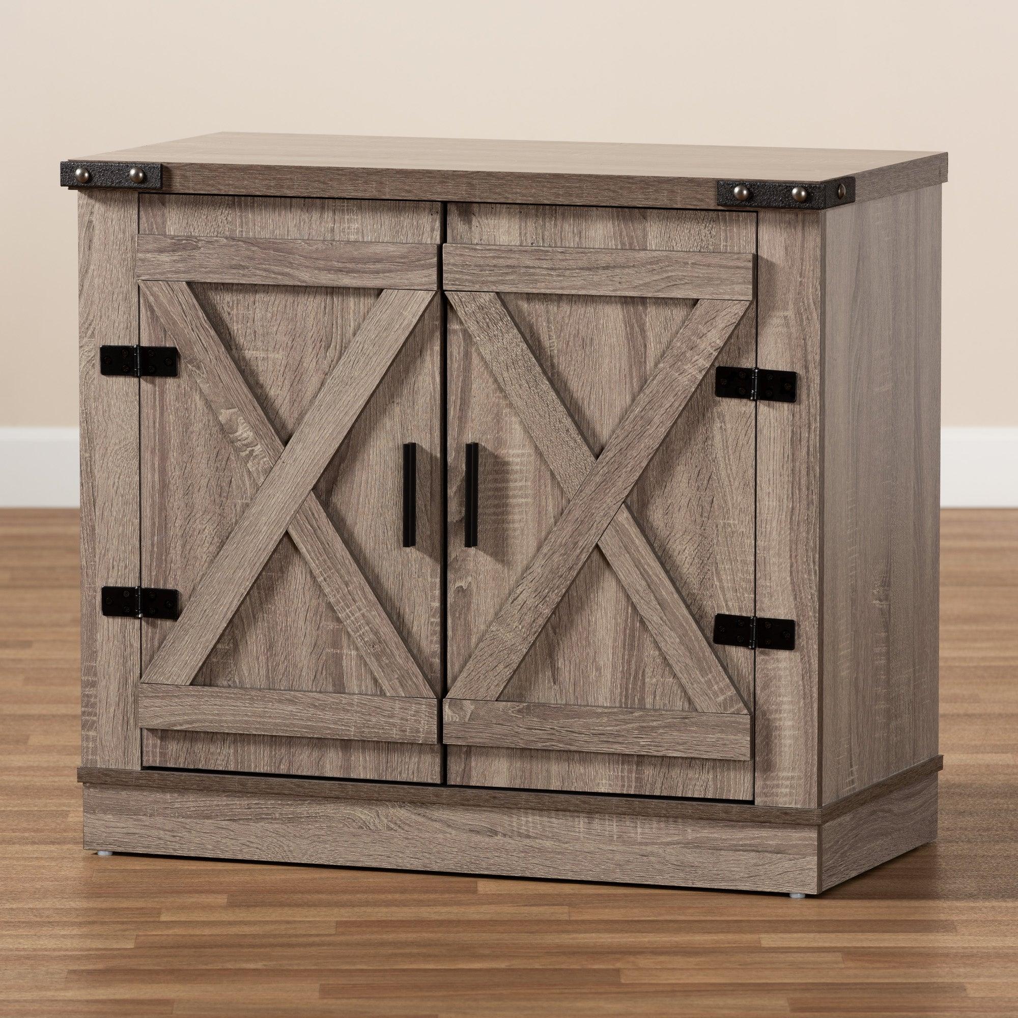 Wayne Modern Contemporary Farmhouse Finished Wood 2-Door Shoe Storage Cabinet