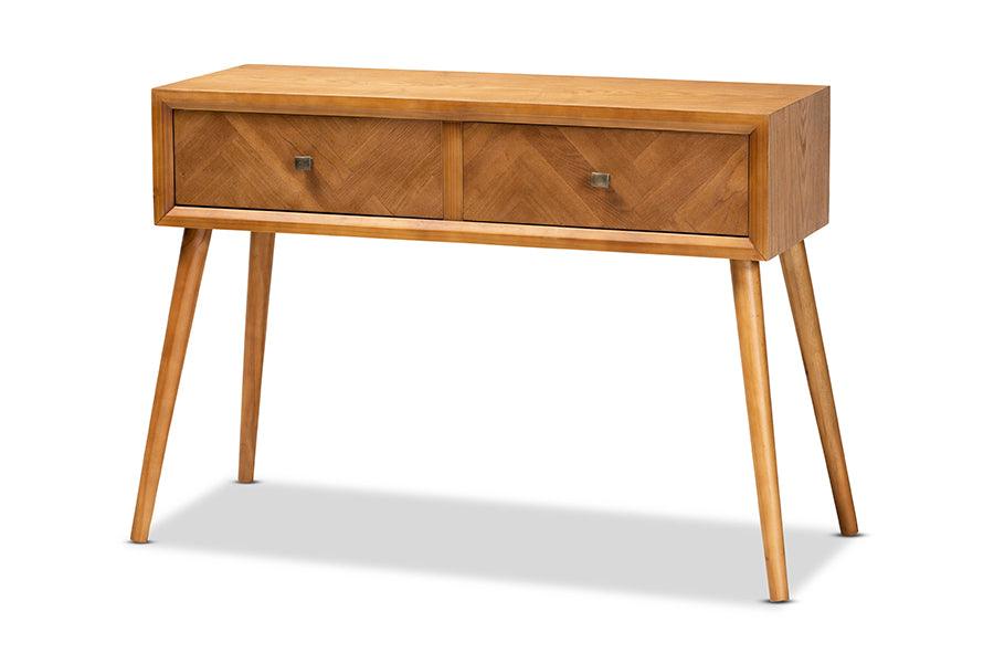 Mae Mid-Century Modern Finished Wood 2-Drawer Console Table