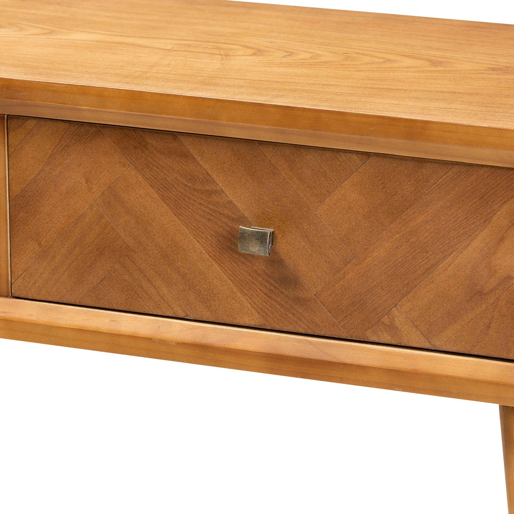 Mae Mid-Century Modern Finished Wood 2-Drawer Console Table