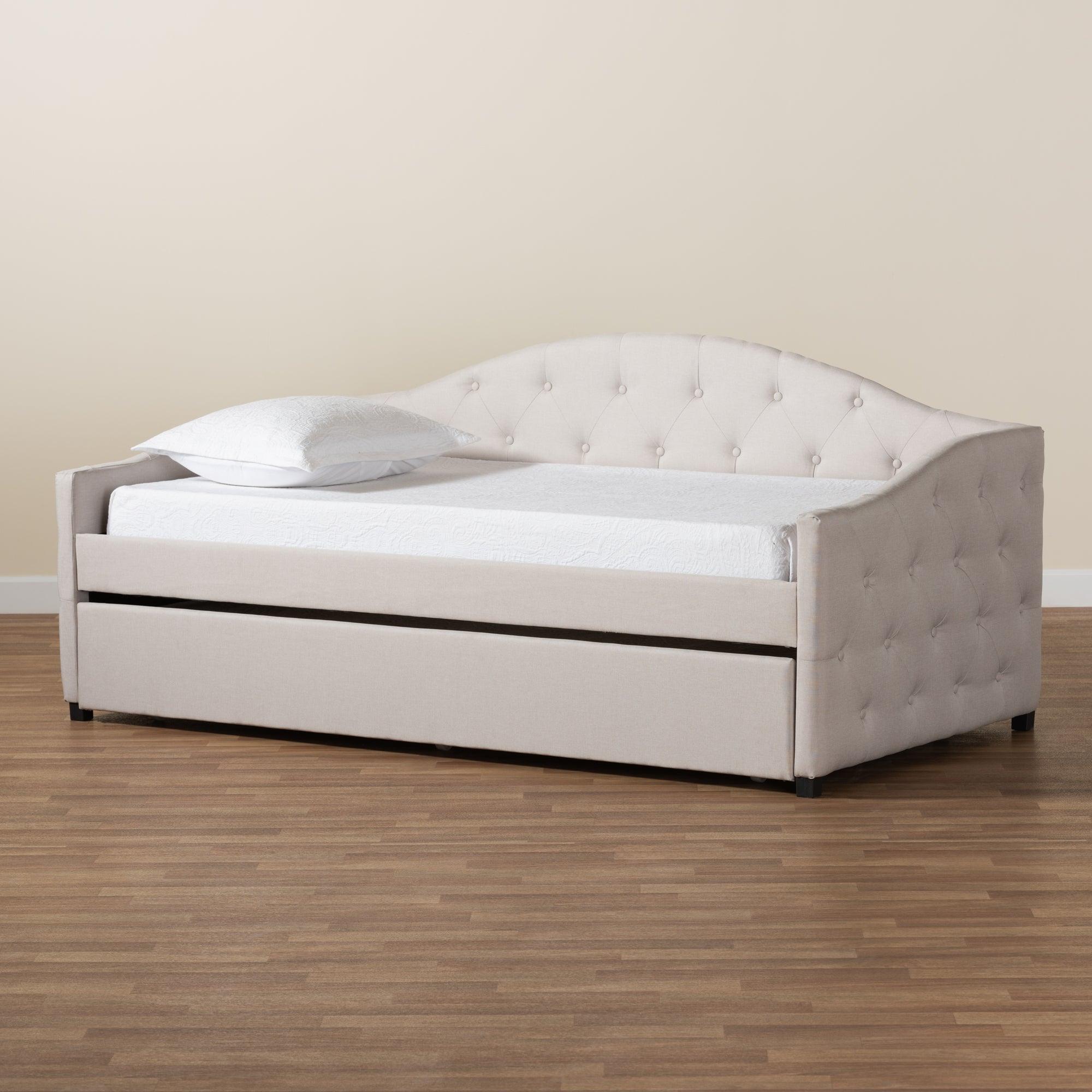 Becker Modern and Contemporary Transitional Fabric Upholstered Daybed with Trundle