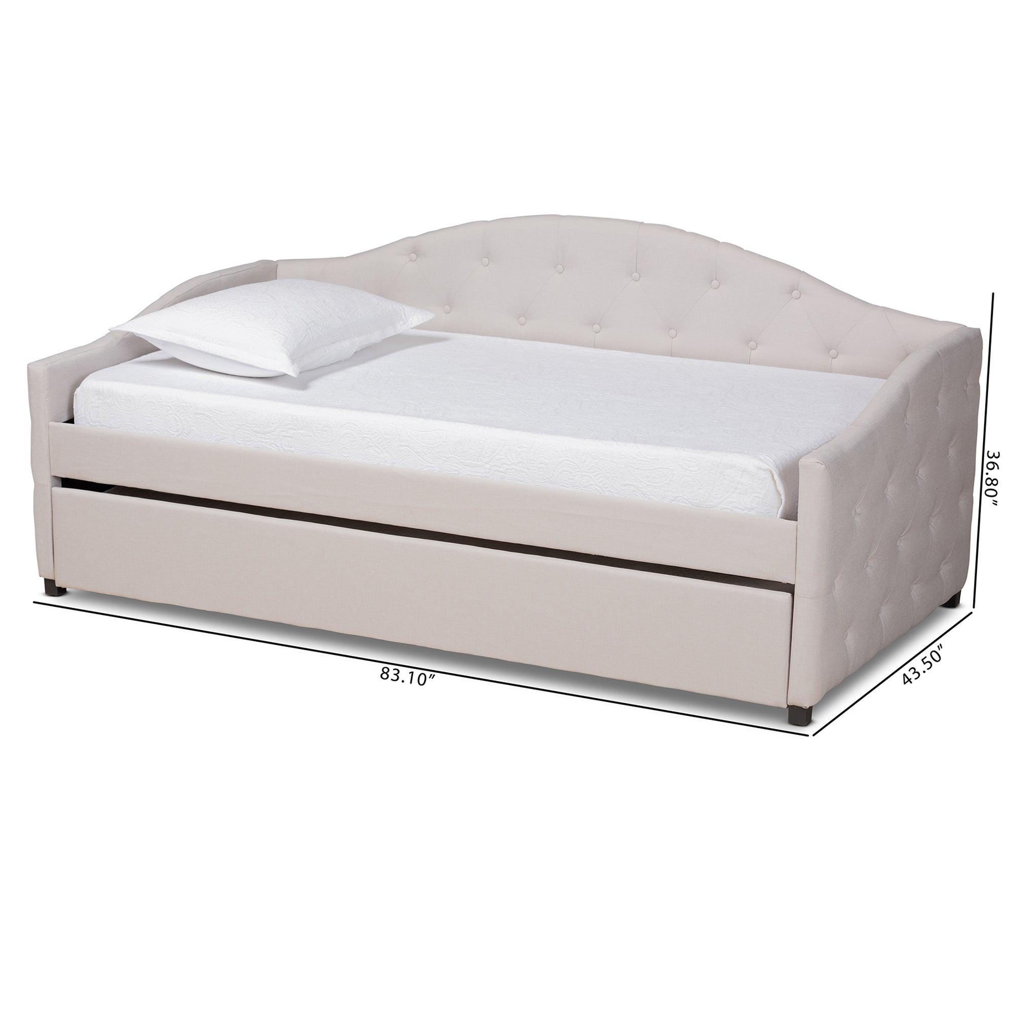 Becker Modern and Contemporary Transitional Fabric Upholstered Daybed with Trundle