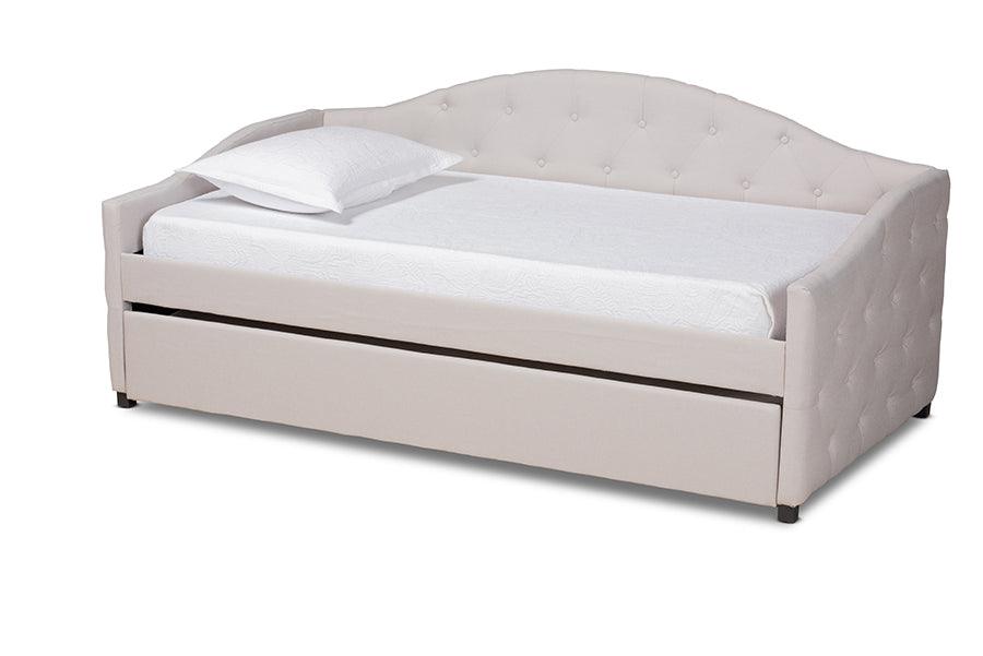 Becker Modern and Contemporary Transitional Fabric Upholstered Daybed with Trundle