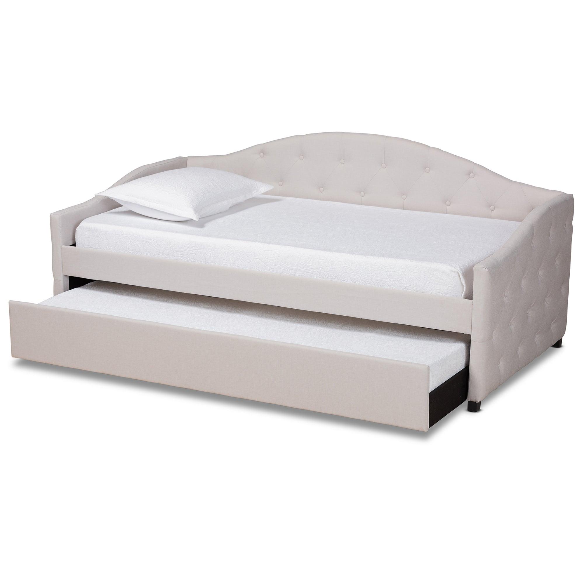 Becker Modern and Contemporary Transitional Fabric Upholstered Daybed with Trundle