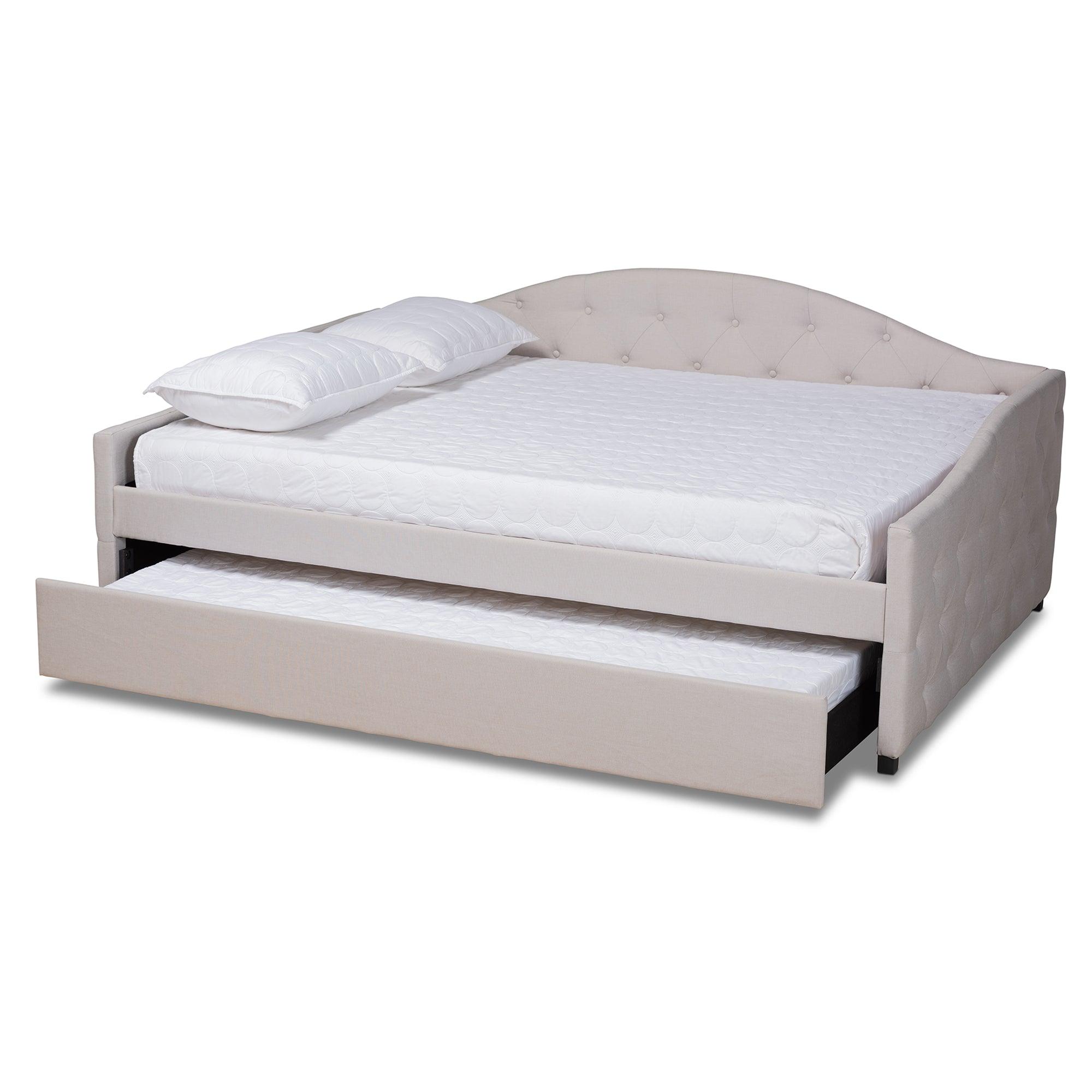 Becker Modern and Contemporary Transitional Fabric Upholstered Daybed with Trundle