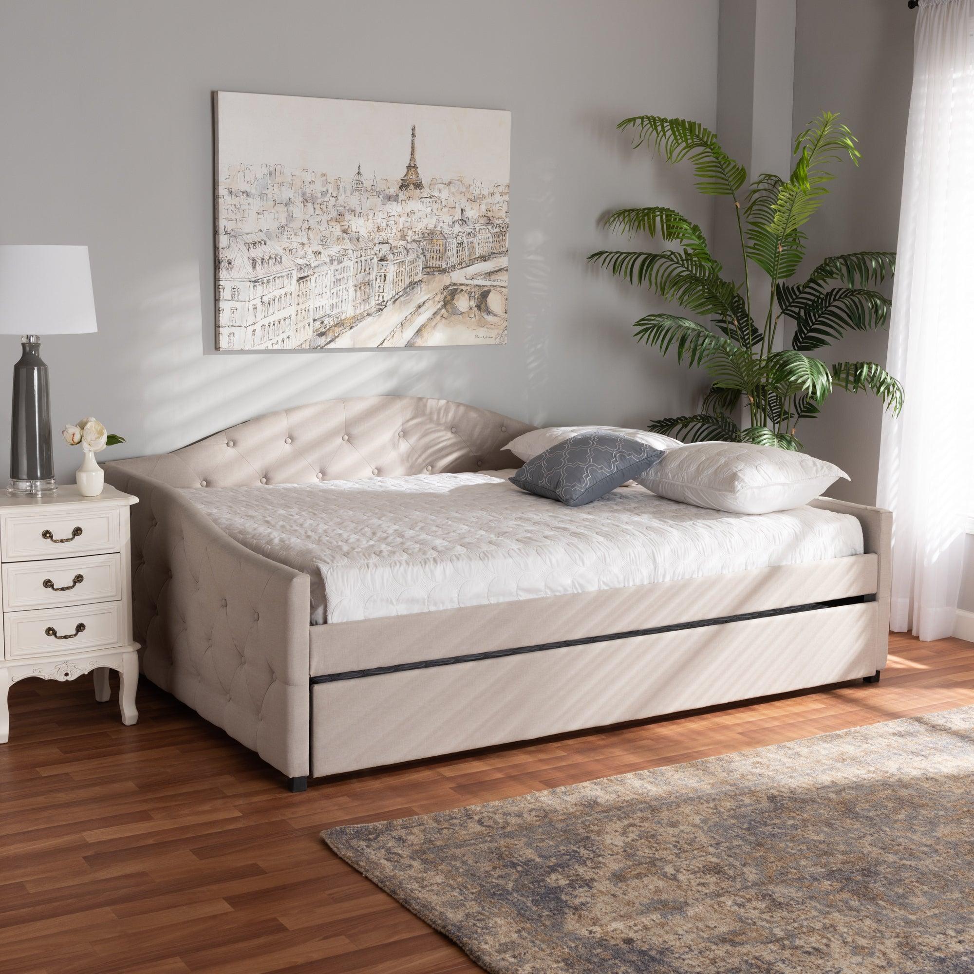 Becker Modern and Contemporary Transitional Fabric Upholstered Daybed with Trundle