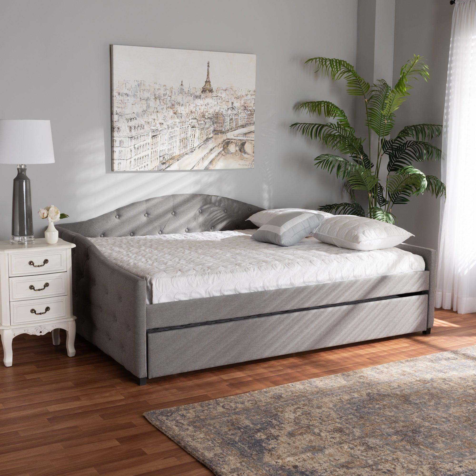 Becker Modern and Contemporary Transitional Fabric Upholstered Daybed with Trundle