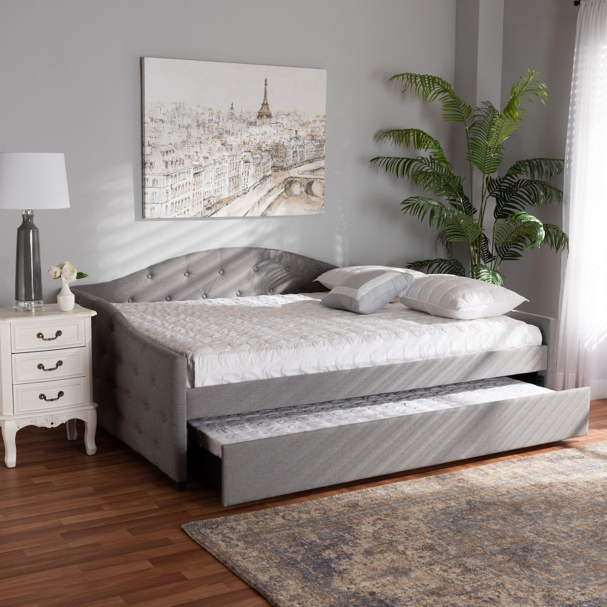 Becker Modern and Contemporary Transitional Fabric Upholstered Daybed with Trundle