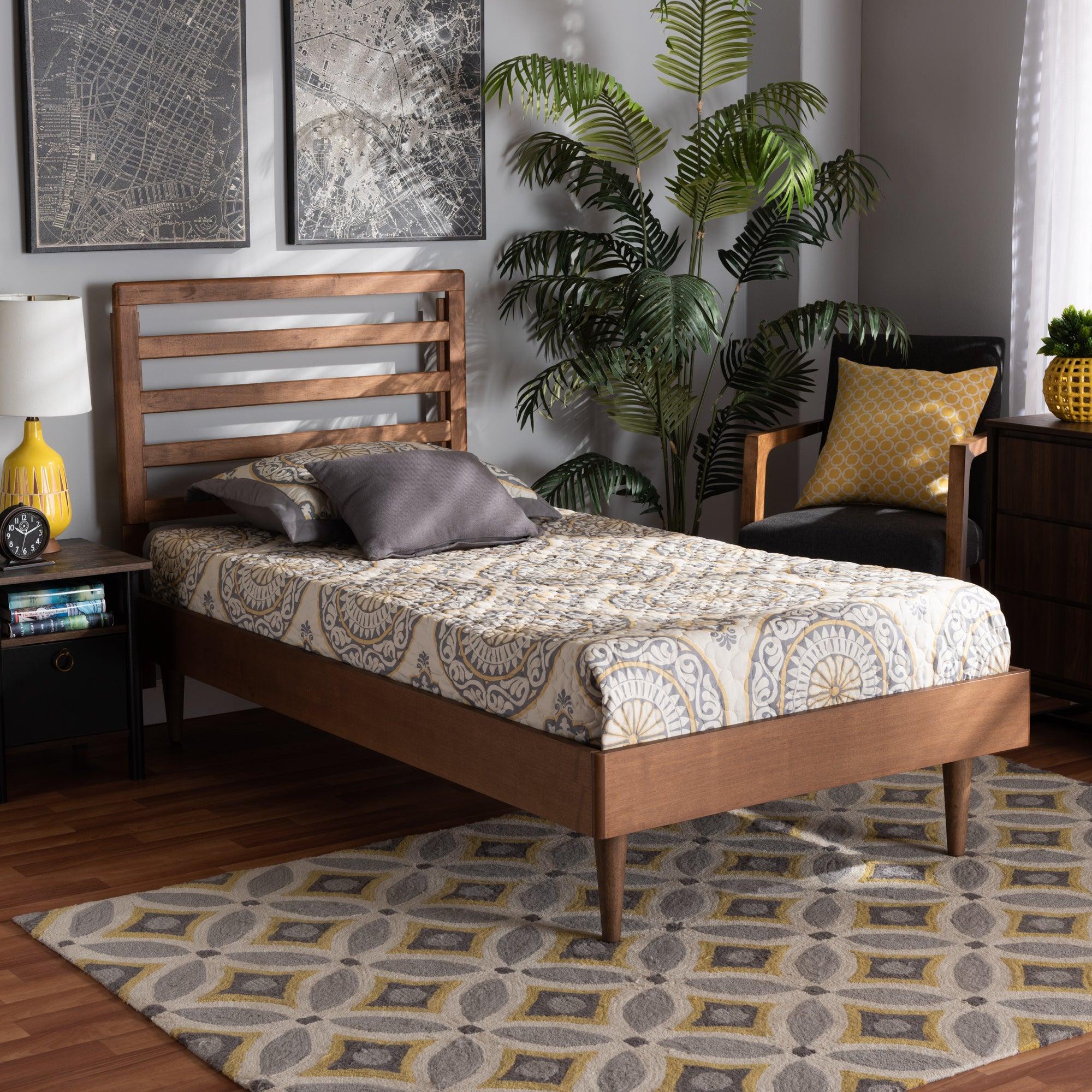 Ryo Mid-Century Modern Transitional Finished Wood Platform Bed