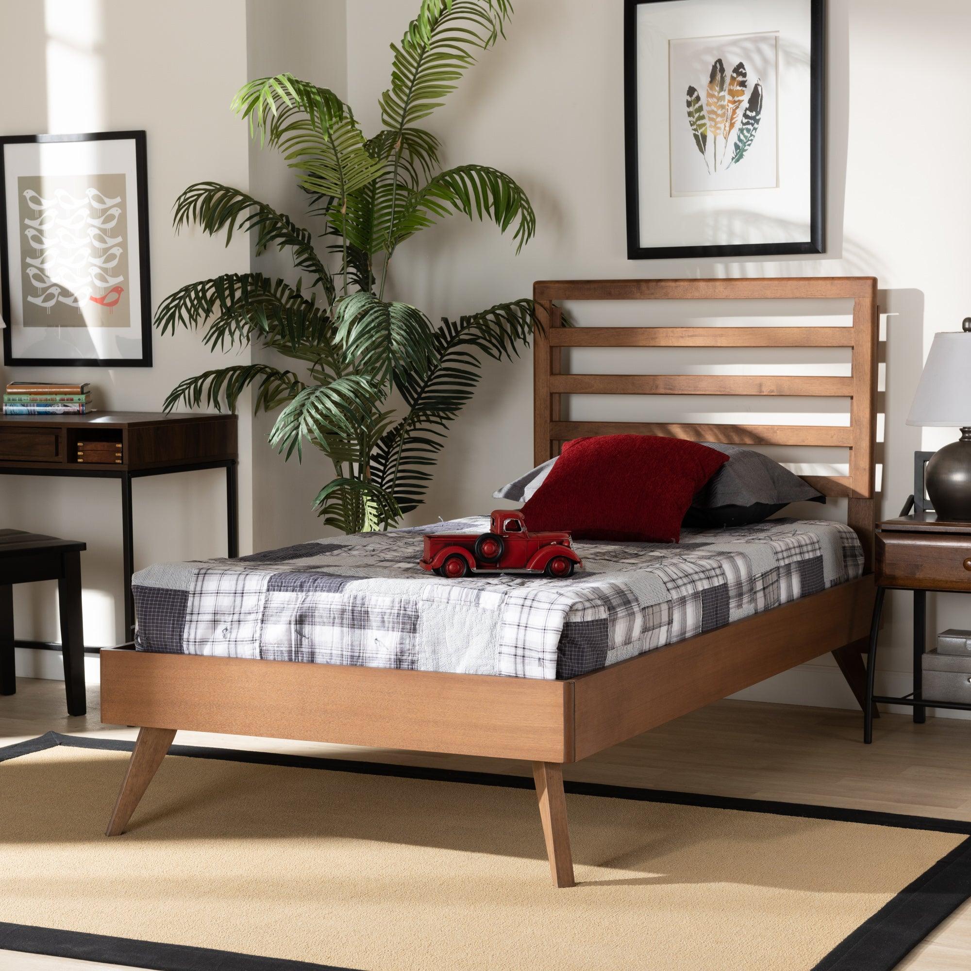 Shiro Mid-Century Modern Ash Finished Wood Platform Bed