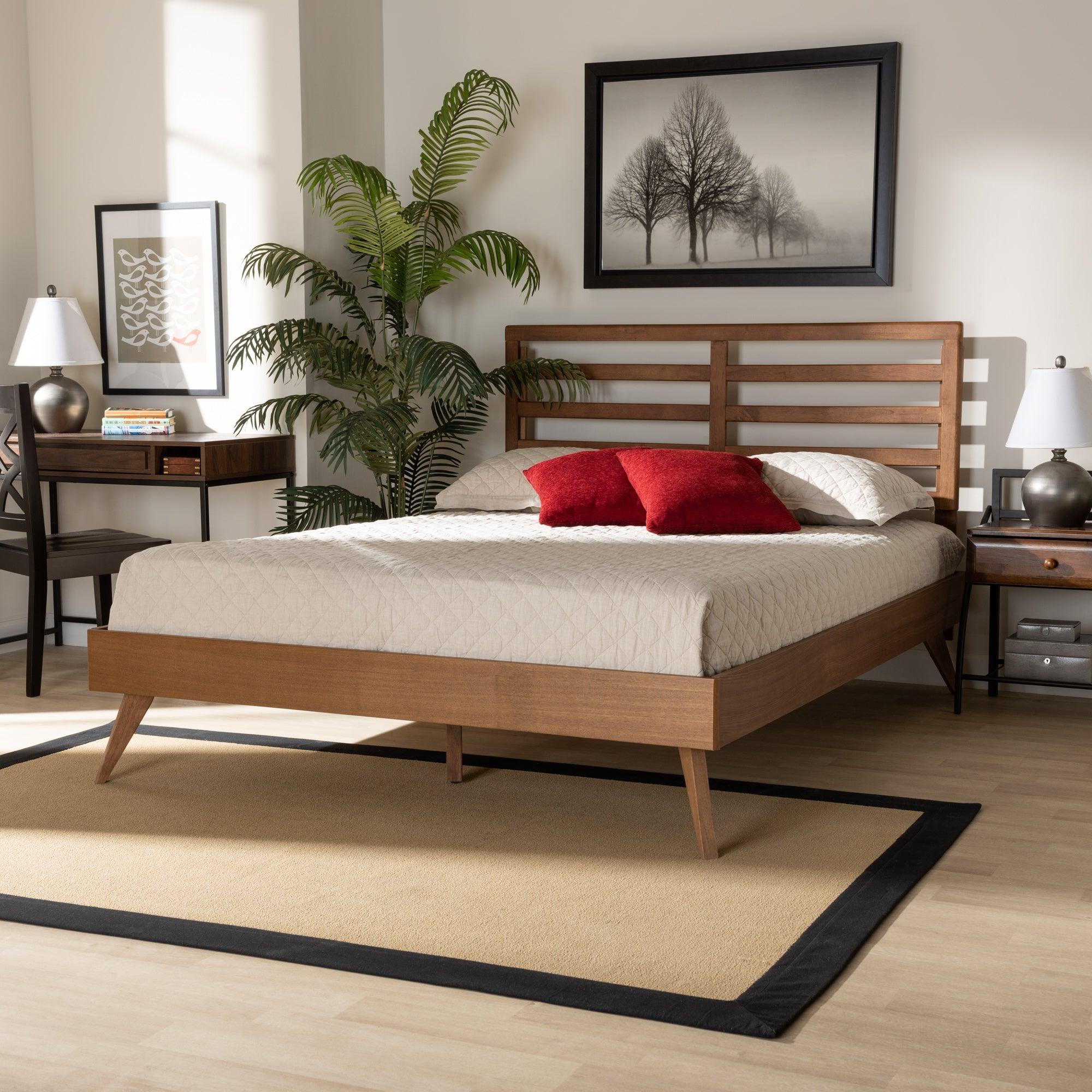 Shiro Mid-Century Modern Ash Finished Wood Platform Bed