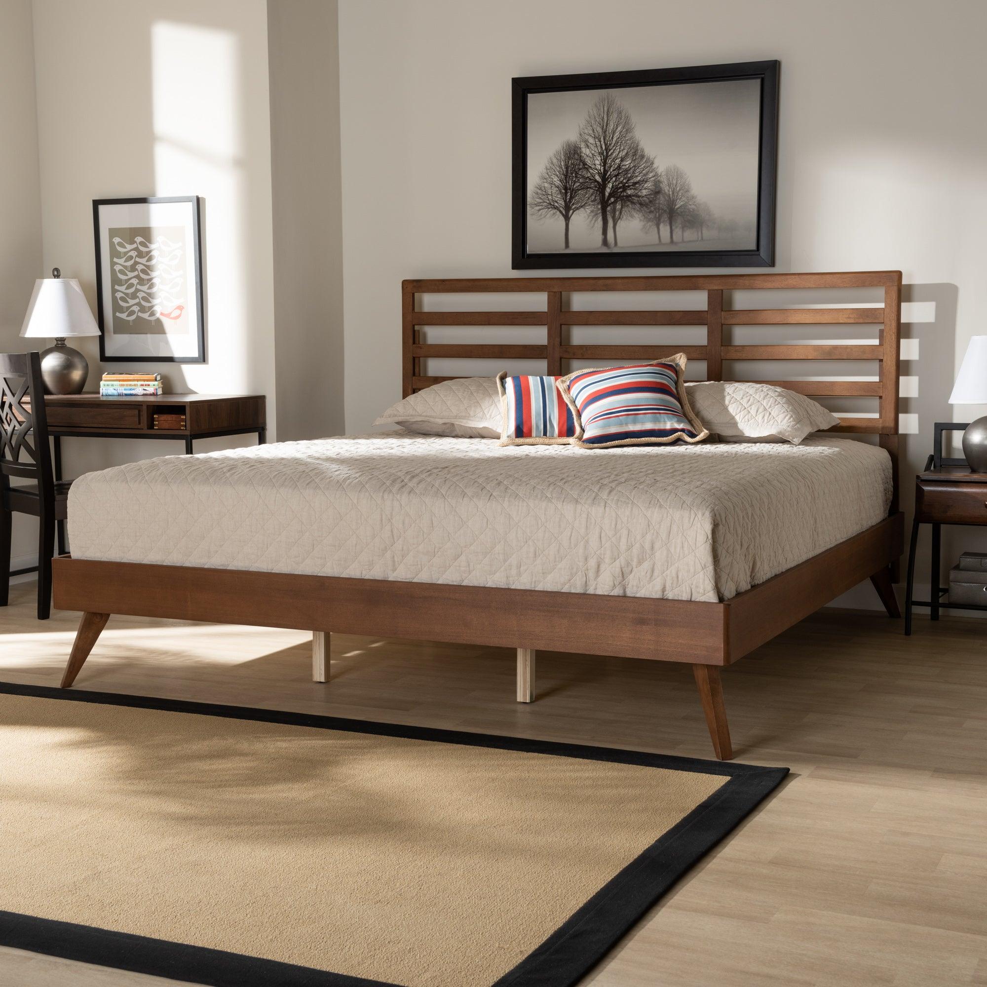 Shiro Mid-Century Modern Ash Finished Wood Platform Bed