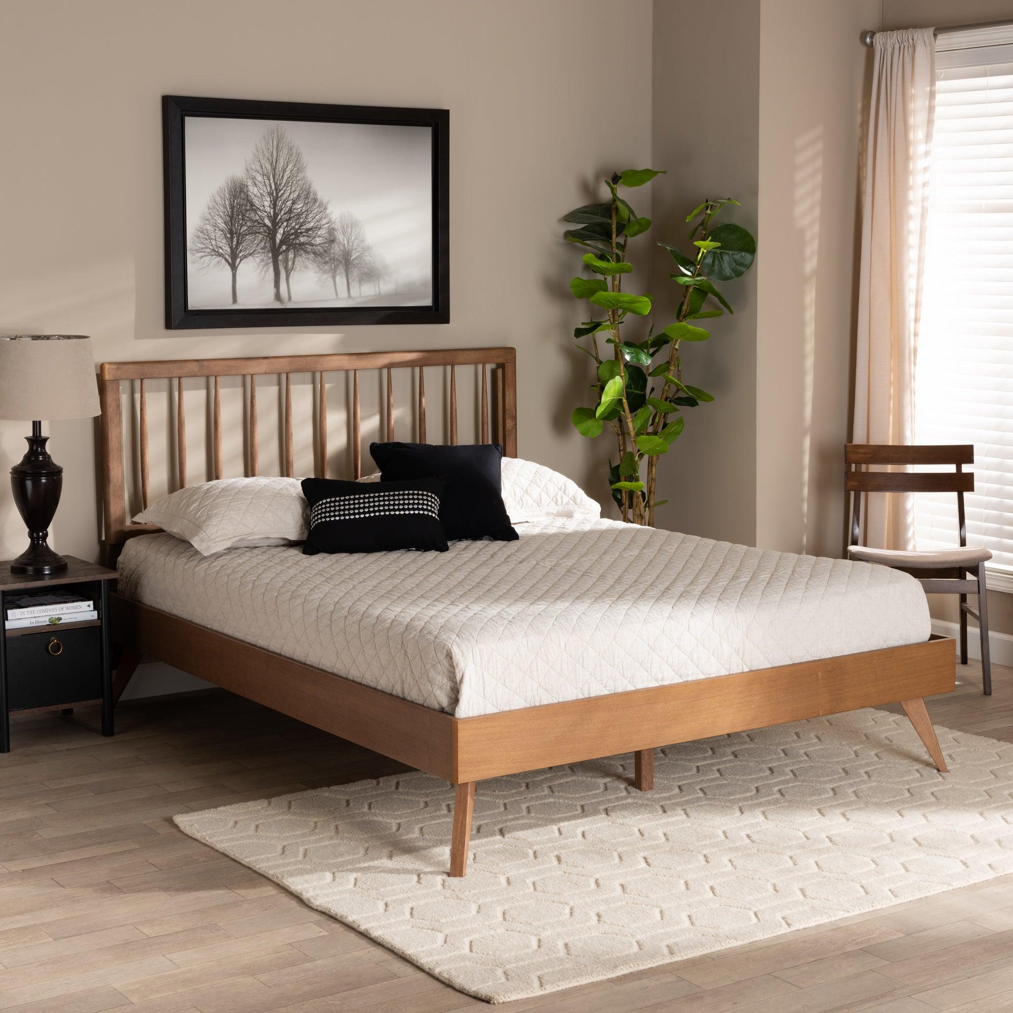 Toru Mid-Century Modern Ash Finished Wood Platform Bed