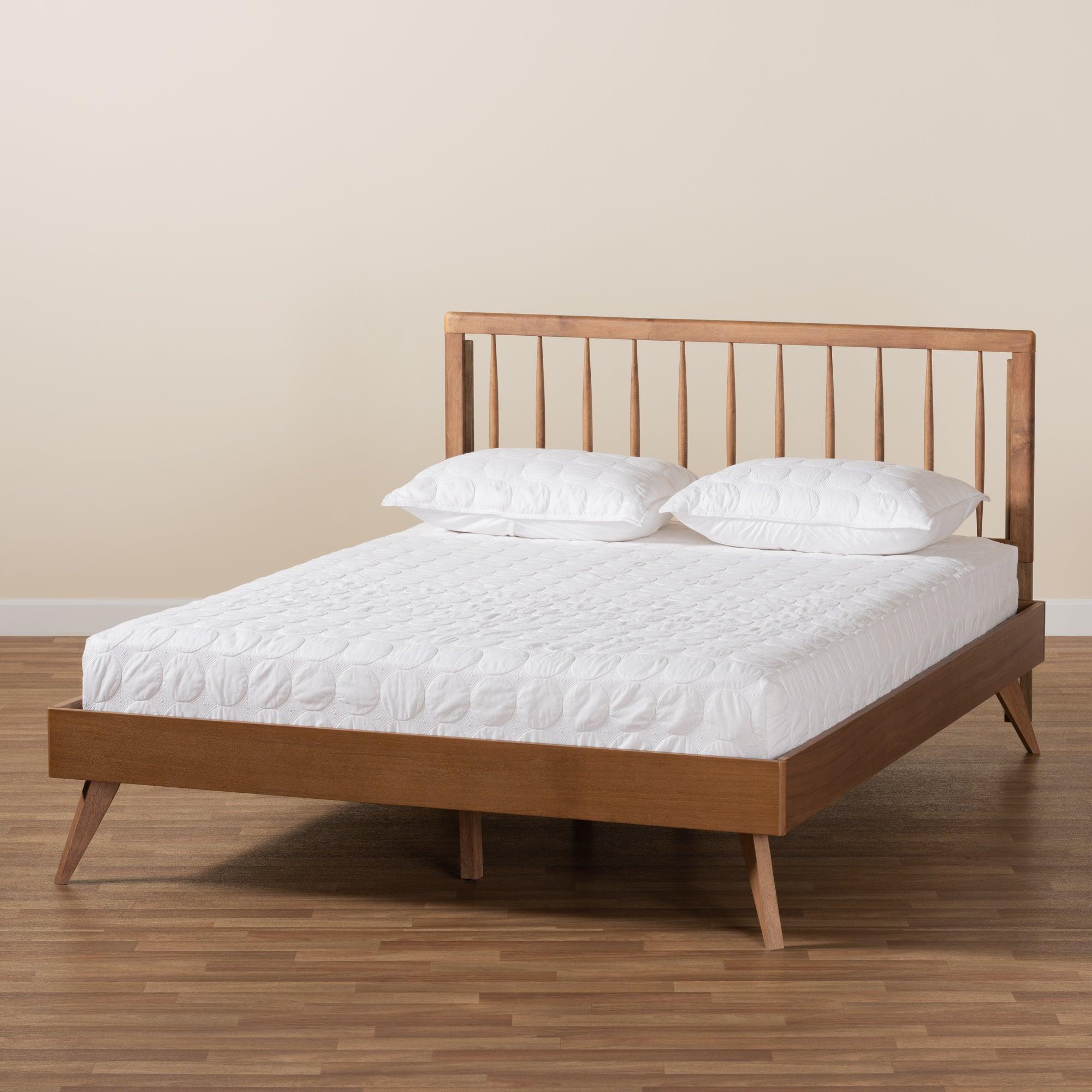 Toru Mid-Century Modern Ash Finished Wood Platform Bed