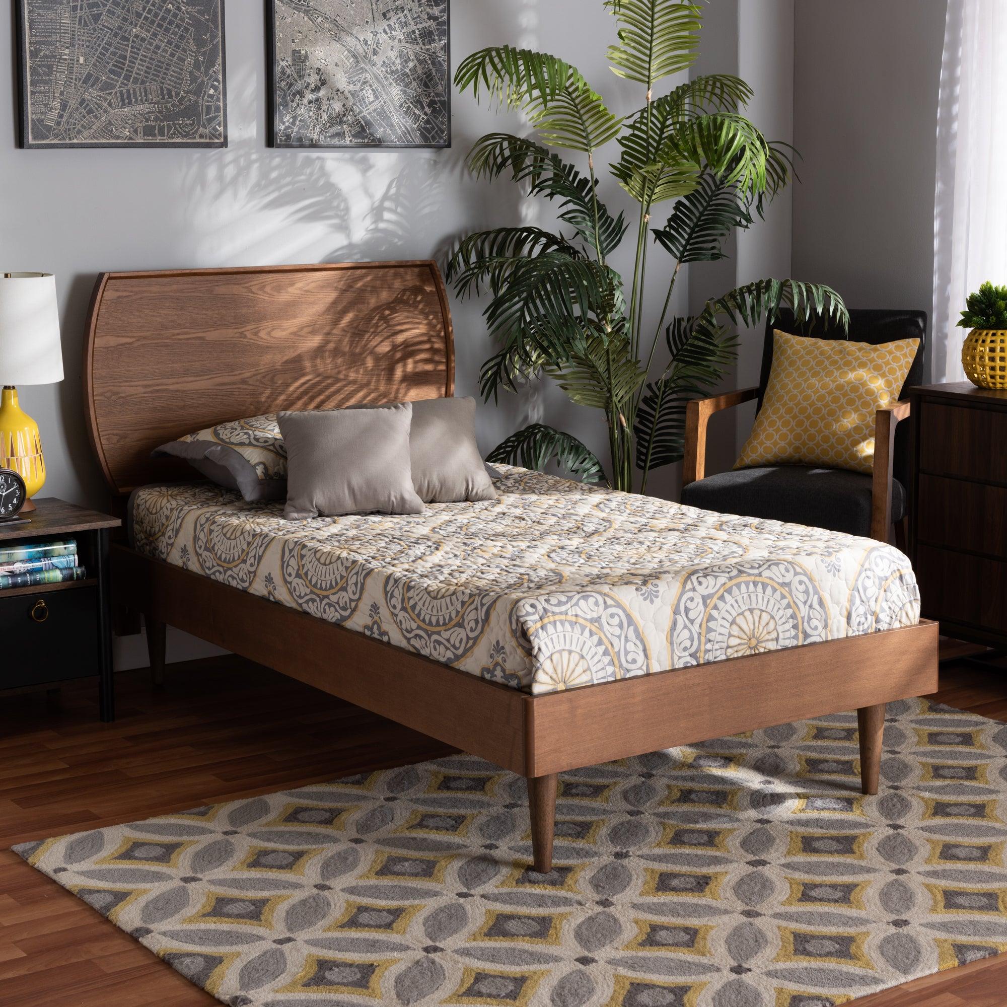 Yori Mid-Century Modern Finished Wood Platform Bed