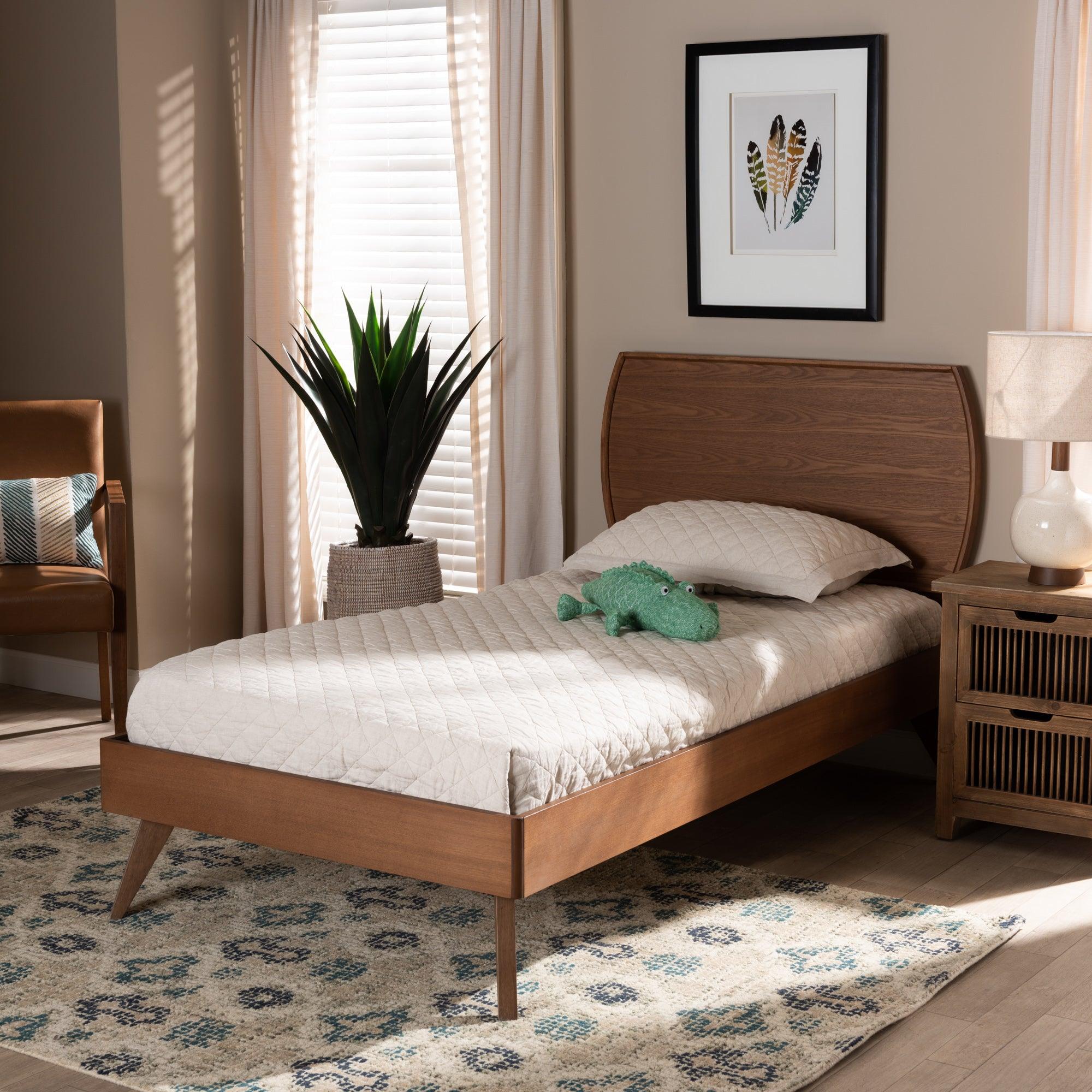 Aimi Mid-Century Modern Finished Wood Platform Bed