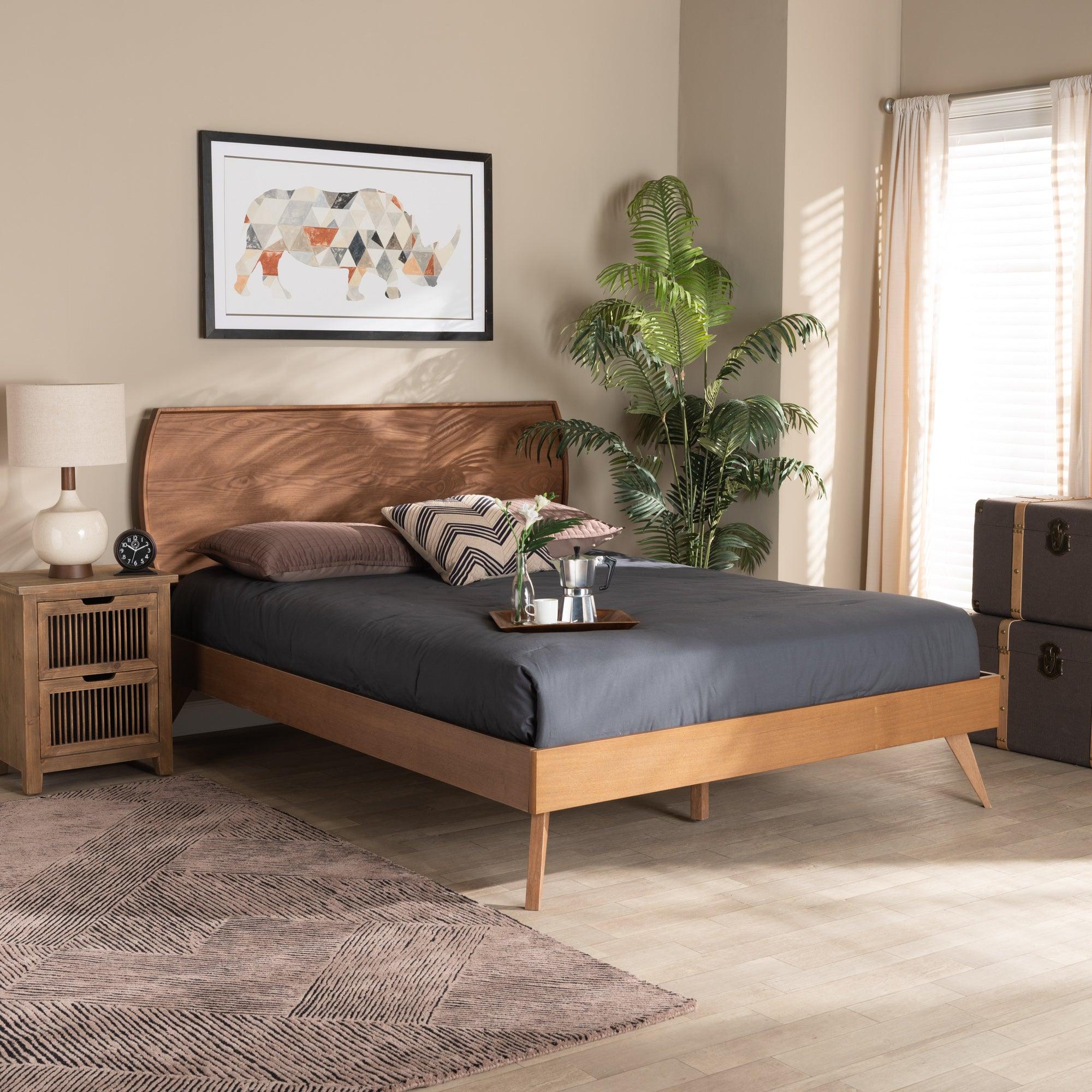 Aimi Mid-Century Modern Finished Wood Platform Bed