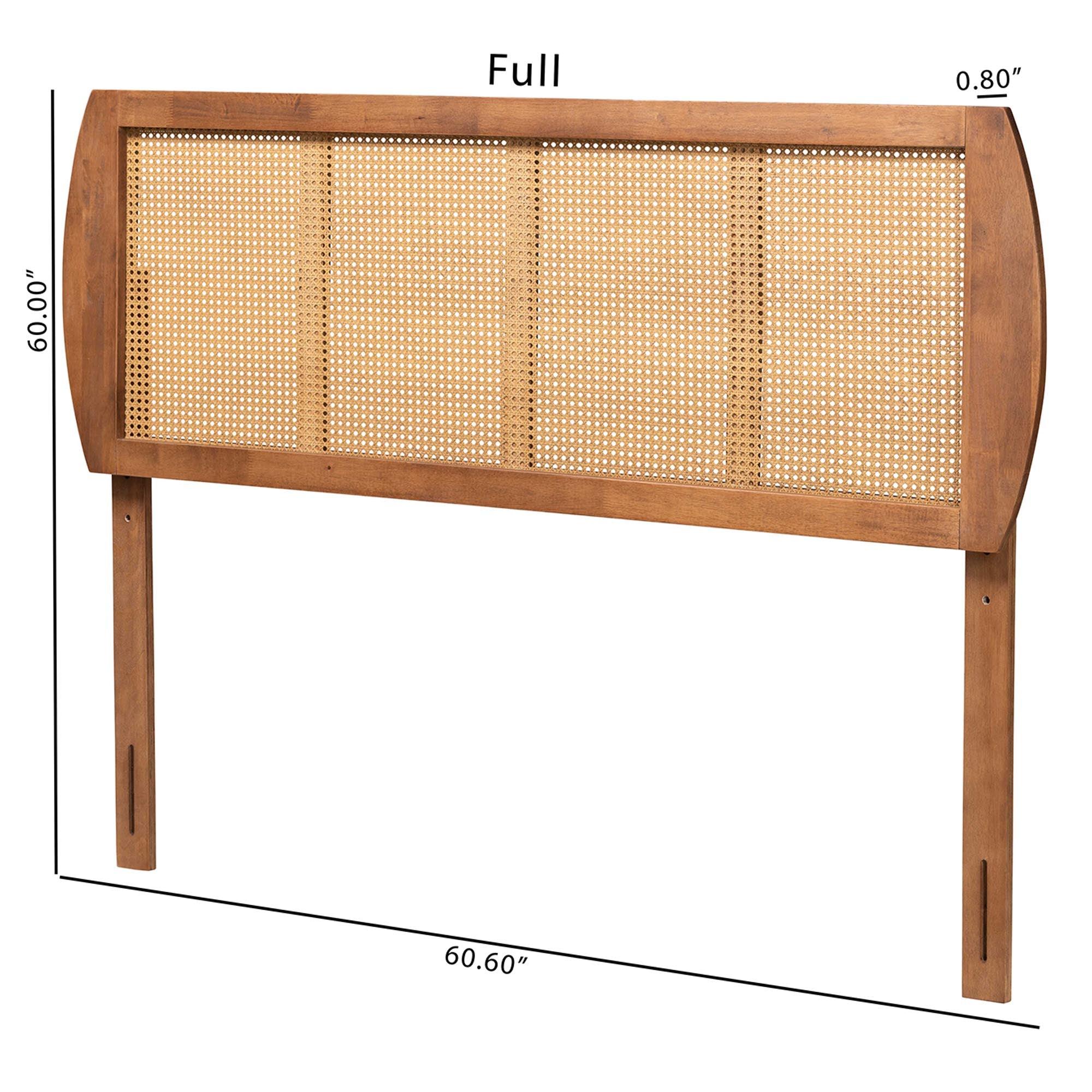 Harris Mid-Century Modern Ash Finished Wood and Synthetic Rattan Headboard