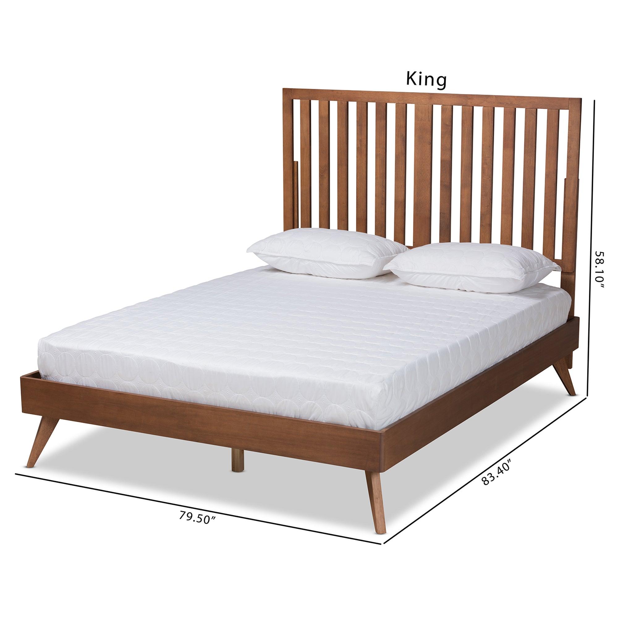 Saki Mid-Century Modern Finished Wood Platform Bed