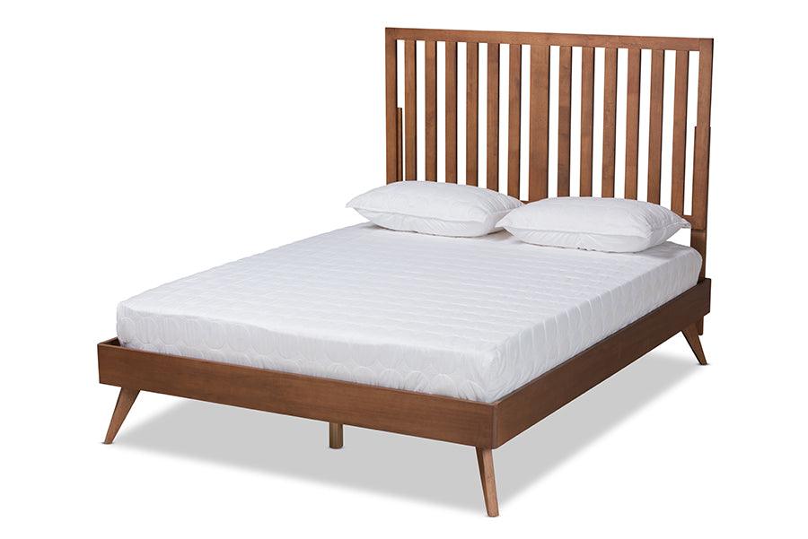 Saki Mid-Century Modern Finished Wood Platform Bed