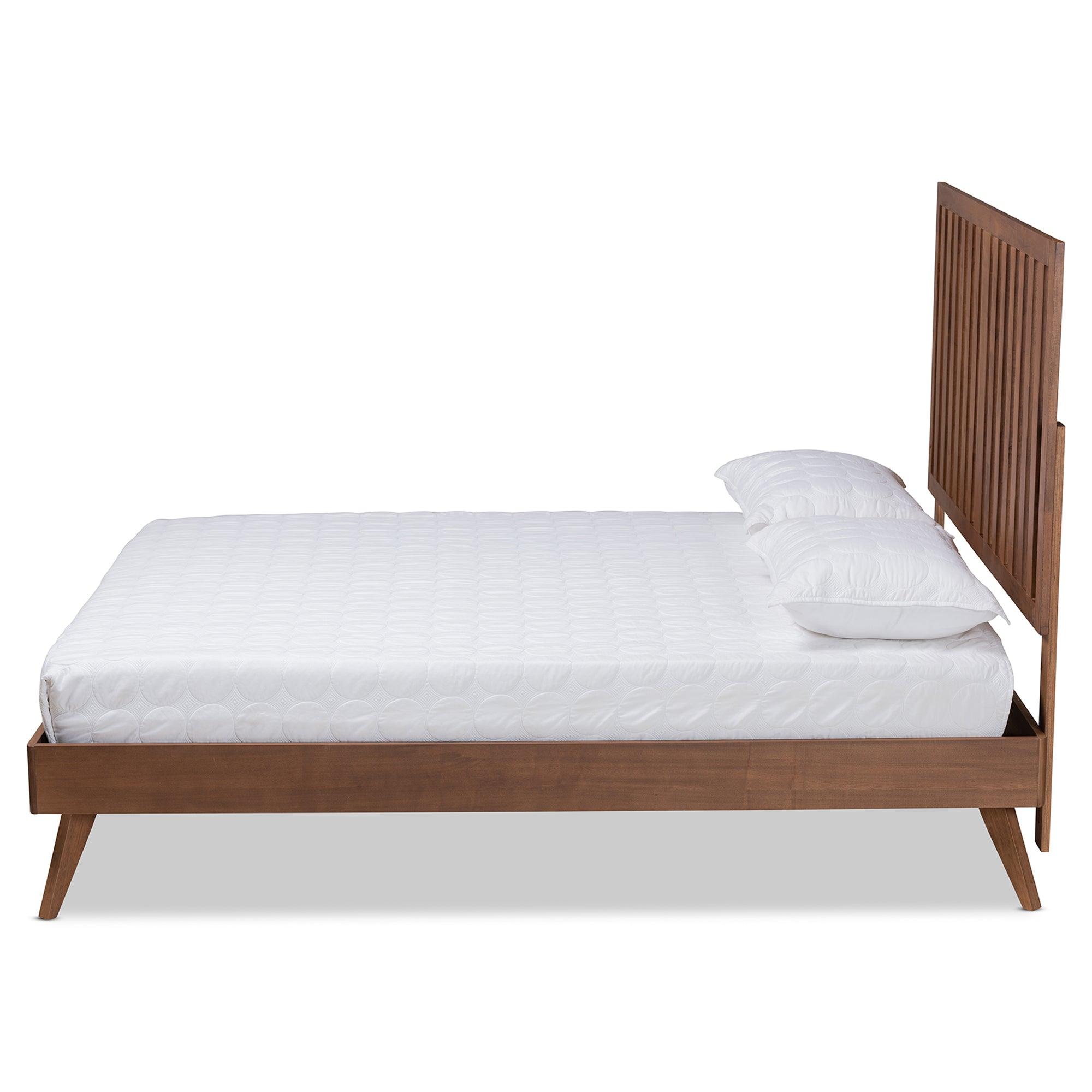 Saki Mid-Century Modern Finished Wood Platform Bed