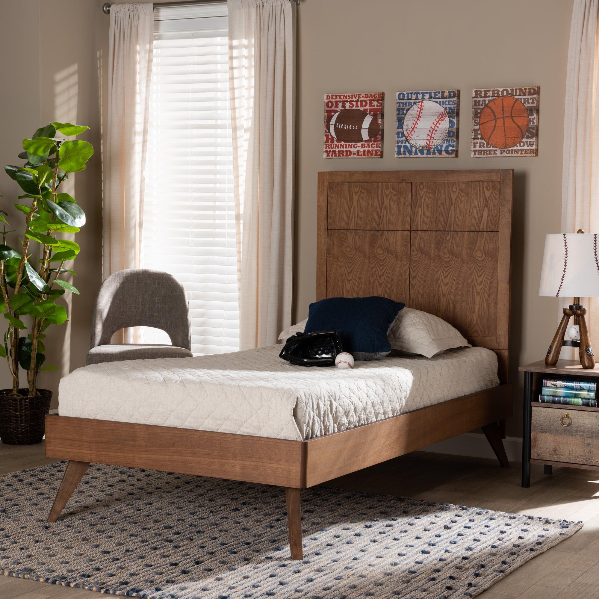 Noela Mid-Century Modern Finished Wood Platform Bed