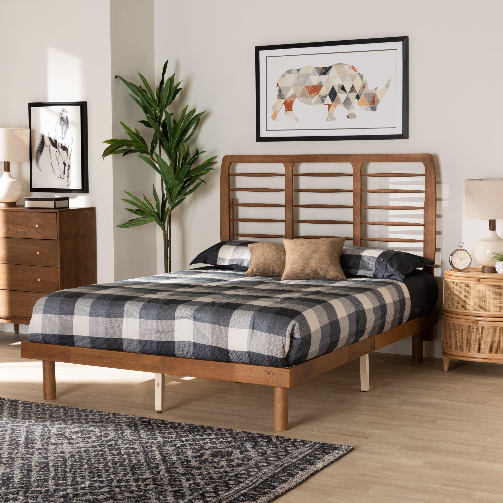 Petra Mid-Century Modern Ash Finished Wood Platform Bed