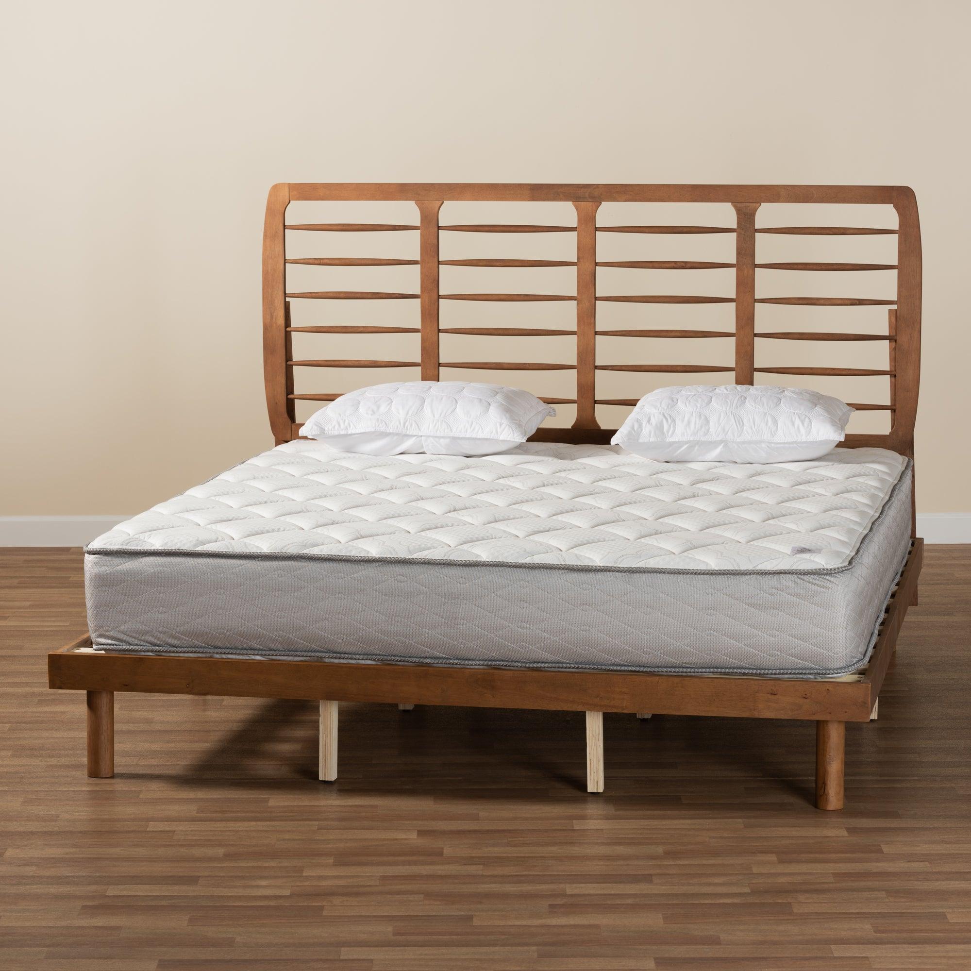 Petra Mid-Century Modern Ash Finished Wood Platform Bed