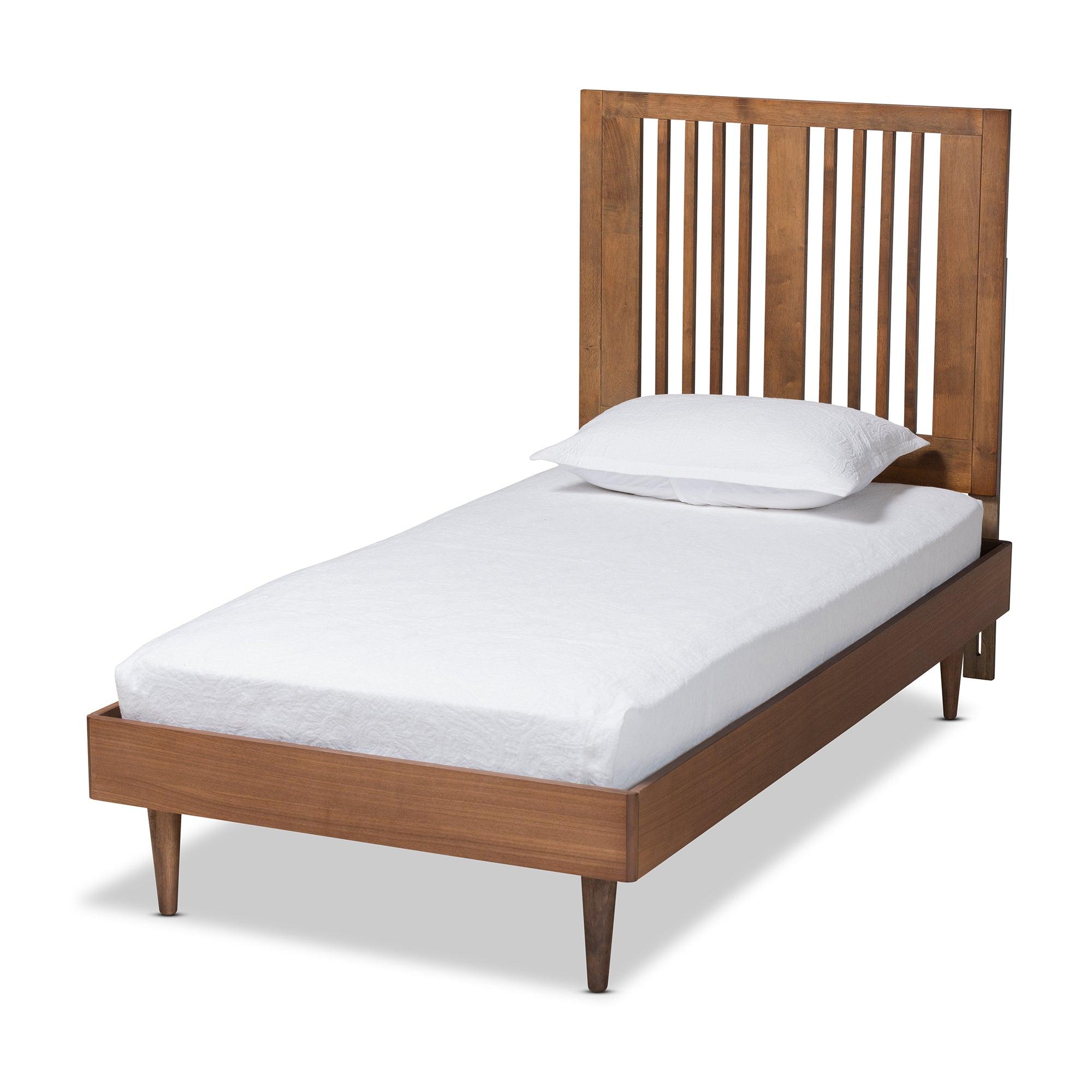 Kioshi Mid-Century Modern Transitional Ash Finished Wood Platform Bed