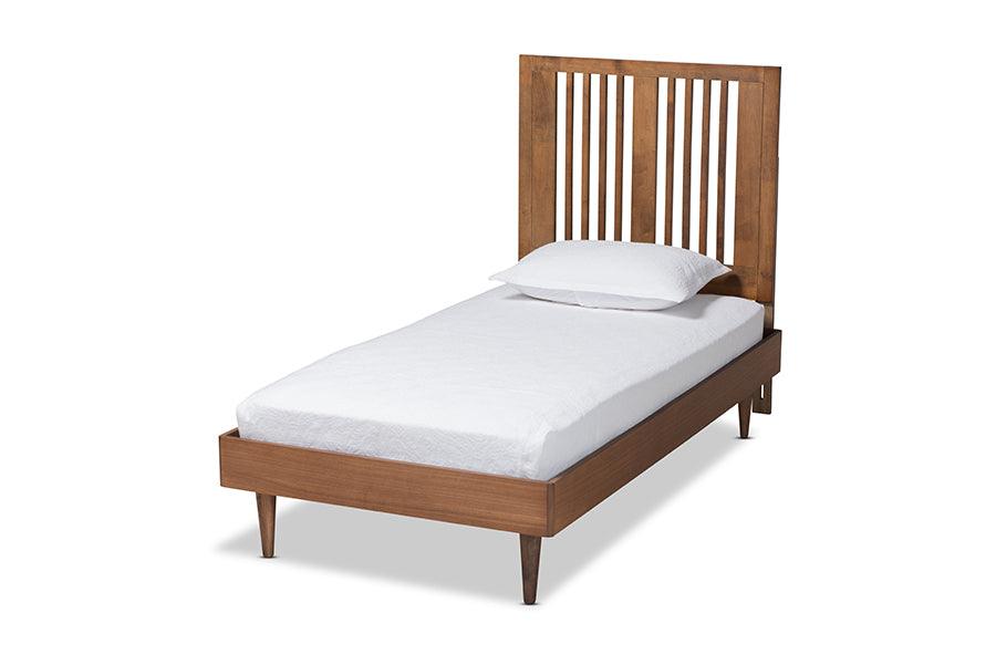 Kioshi Mid-Century Modern Transitional Ash Finished Wood Platform Bed