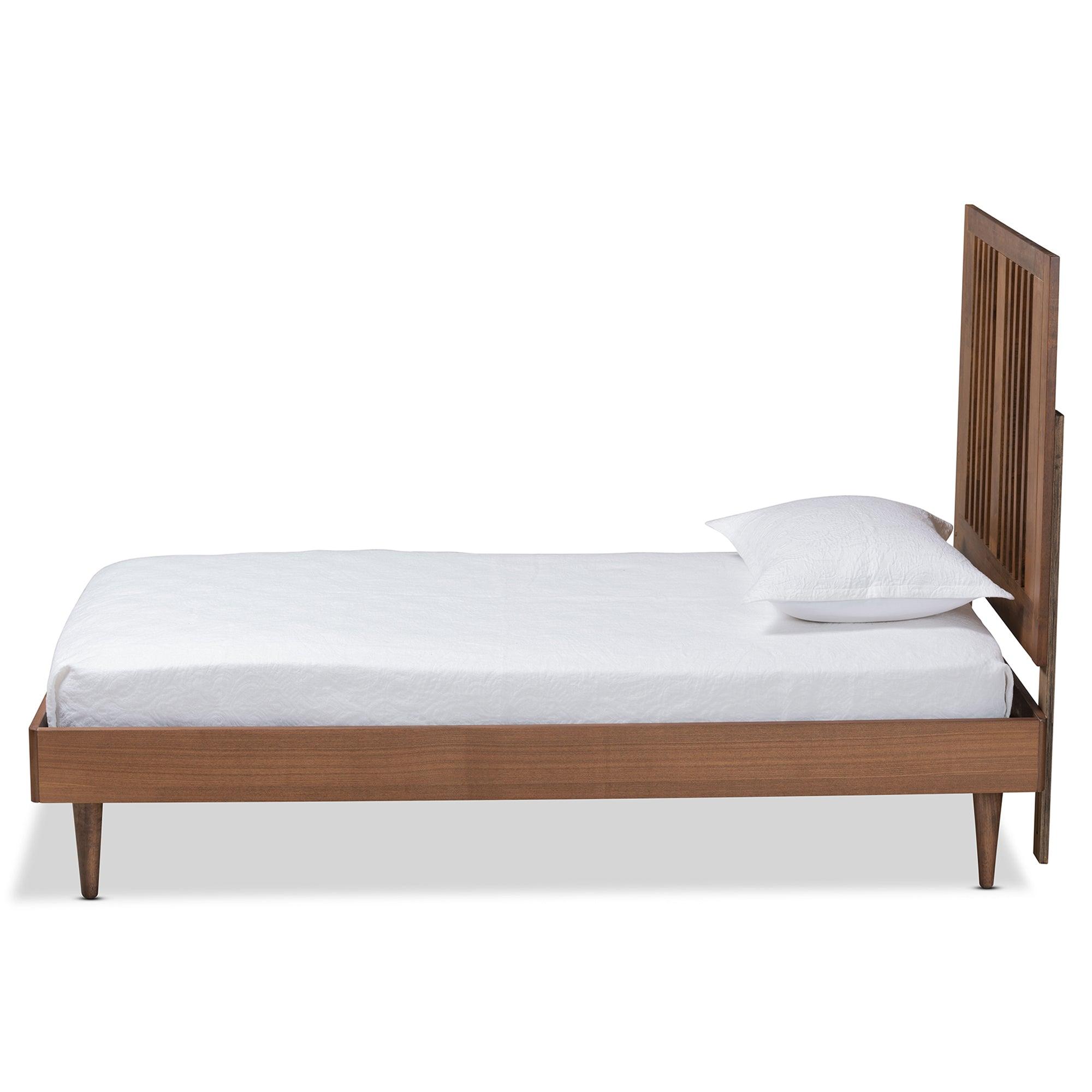 Kioshi Mid-Century Modern Transitional Ash Finished Wood Platform Bed